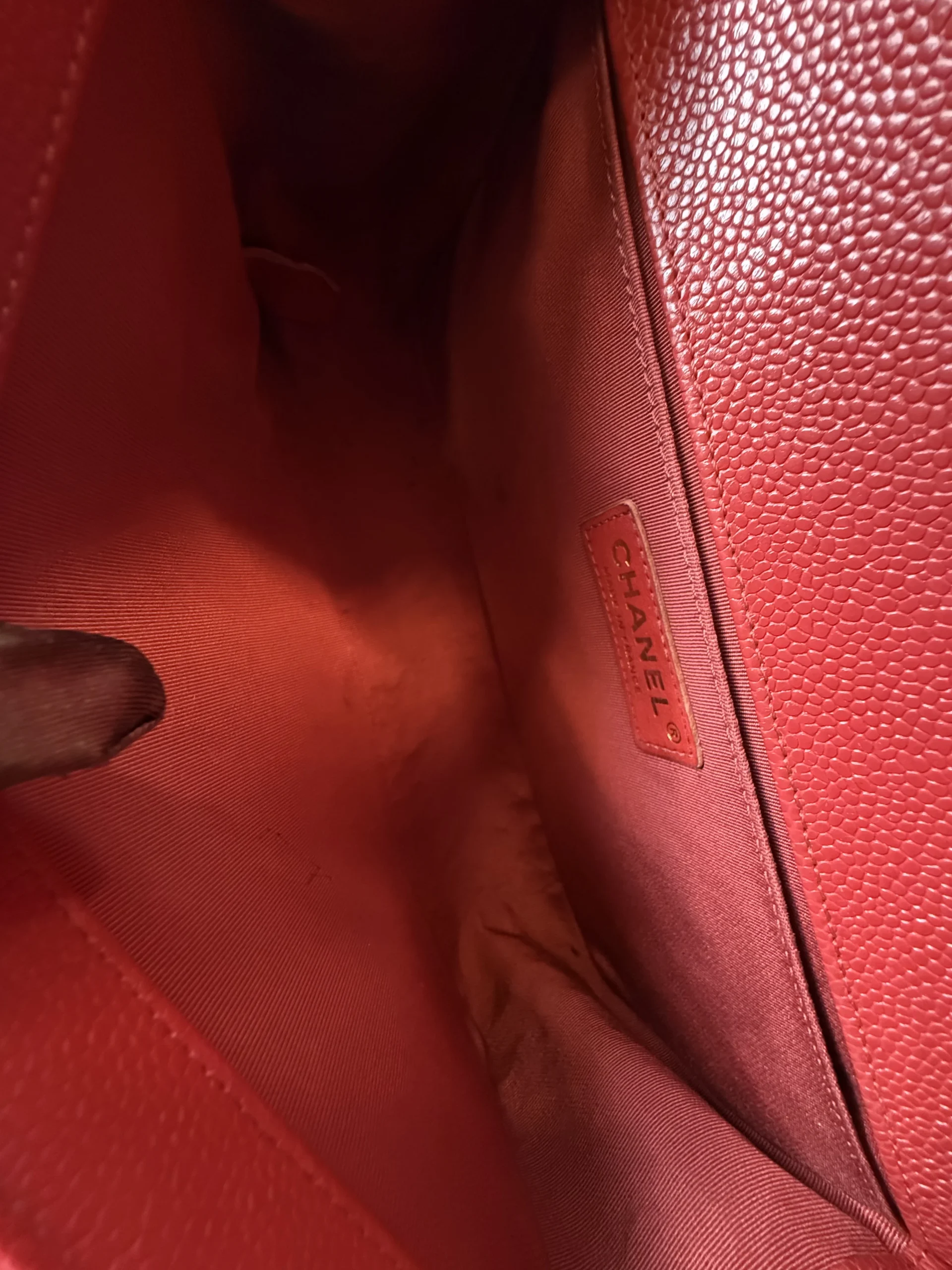 CHANEL Medium Boy Bag Red Caviar Leather CHANEL Medium Boy Bag Red Caviar Leather