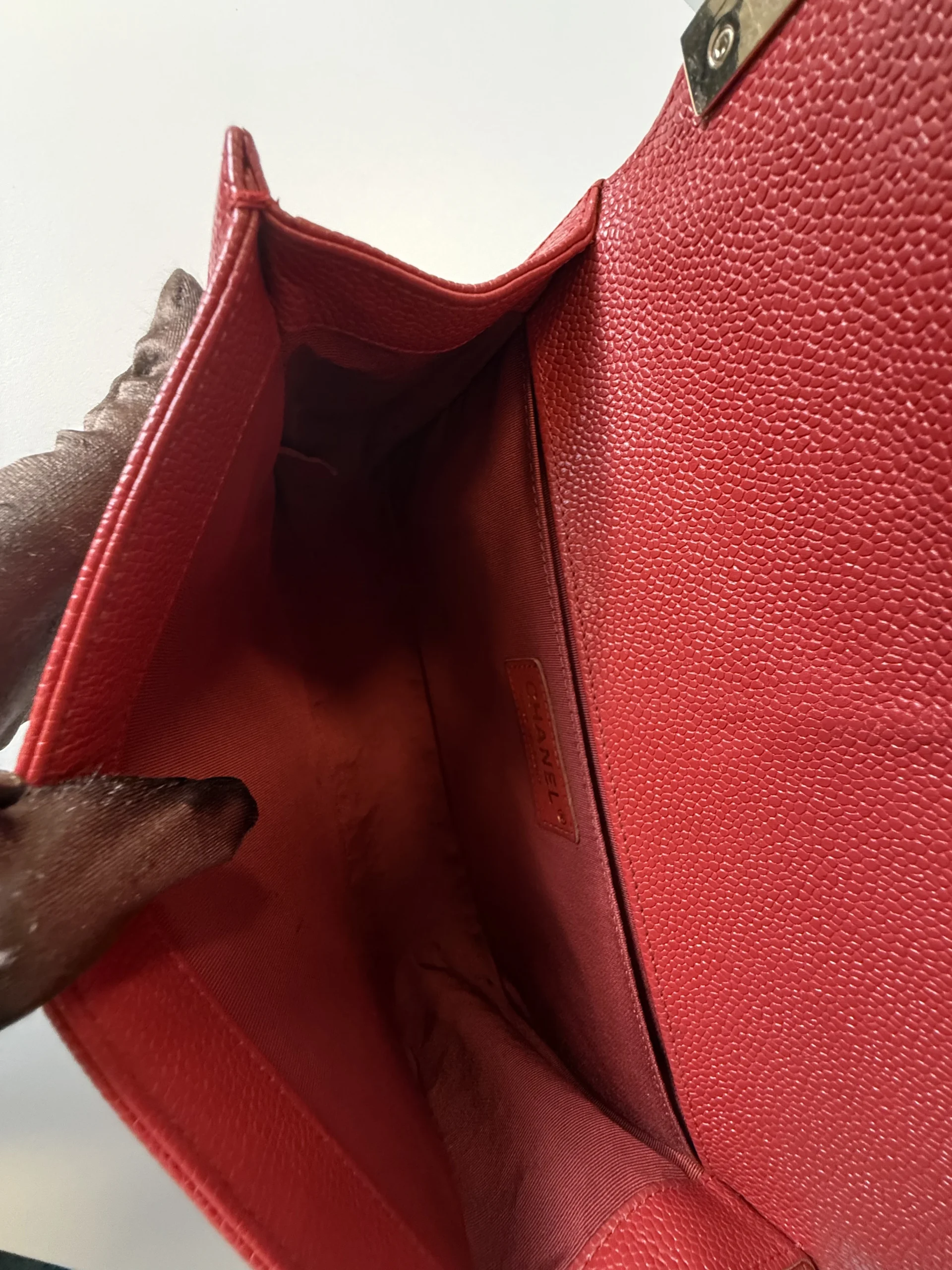 CHANEL Medium Boy Bag Red Caviar Leather CHANEL Medium Boy Bag Red Caviar Leather