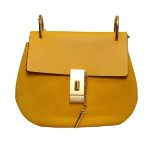 CHLOE Yellow/Beige Suede/Lambskin Leather Small Drew Bag