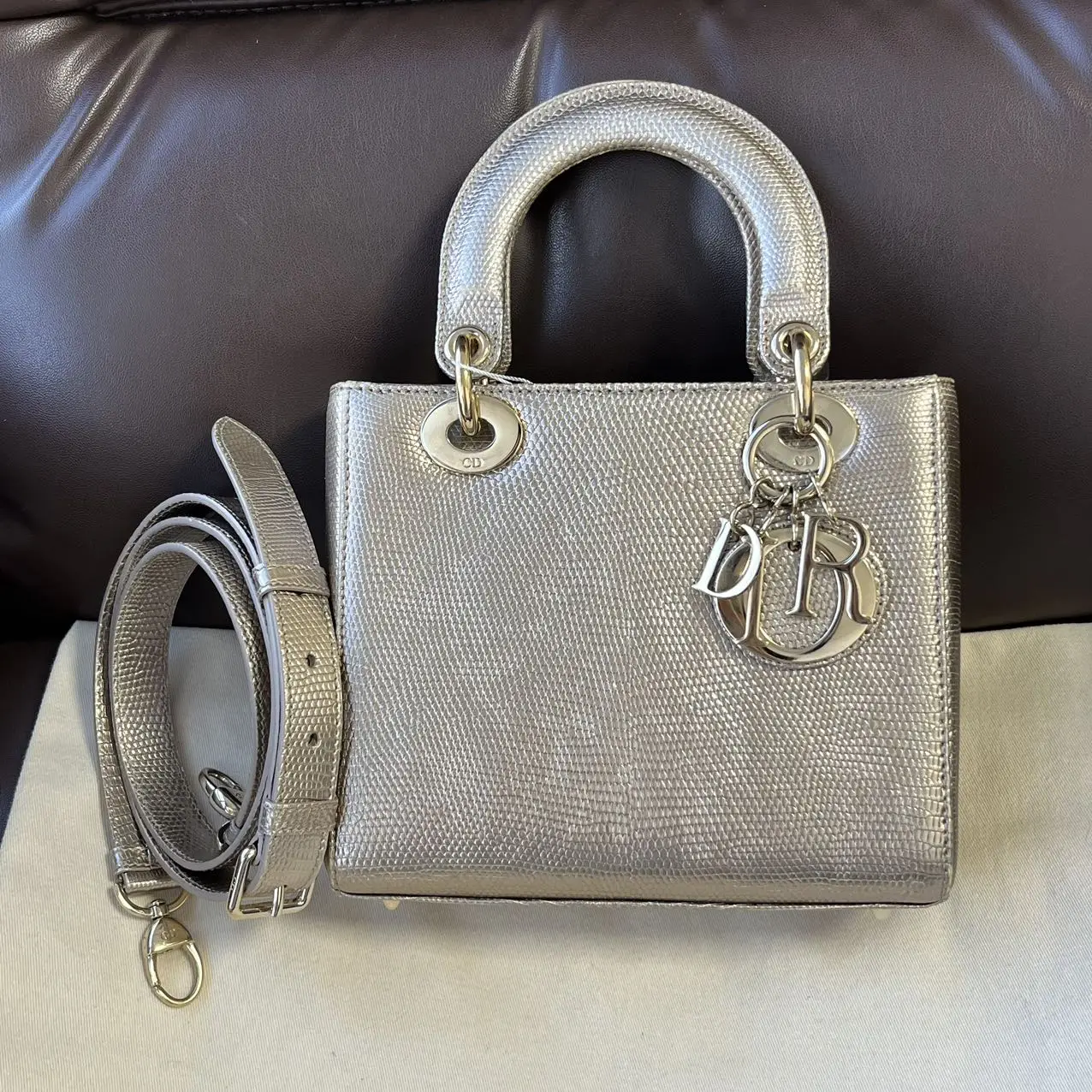 DIOR Small Lady Dior Bag Lizard Leather Gold DIOR Small Lady Dior Bag Lizard Leather Gold