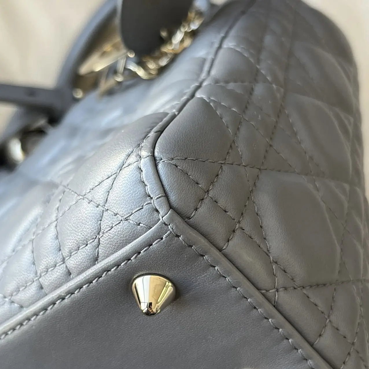 DIOR Small Lady Dior Bag Grey Lambskin DIOR Small Lady Dior Bag Grey Lambskin