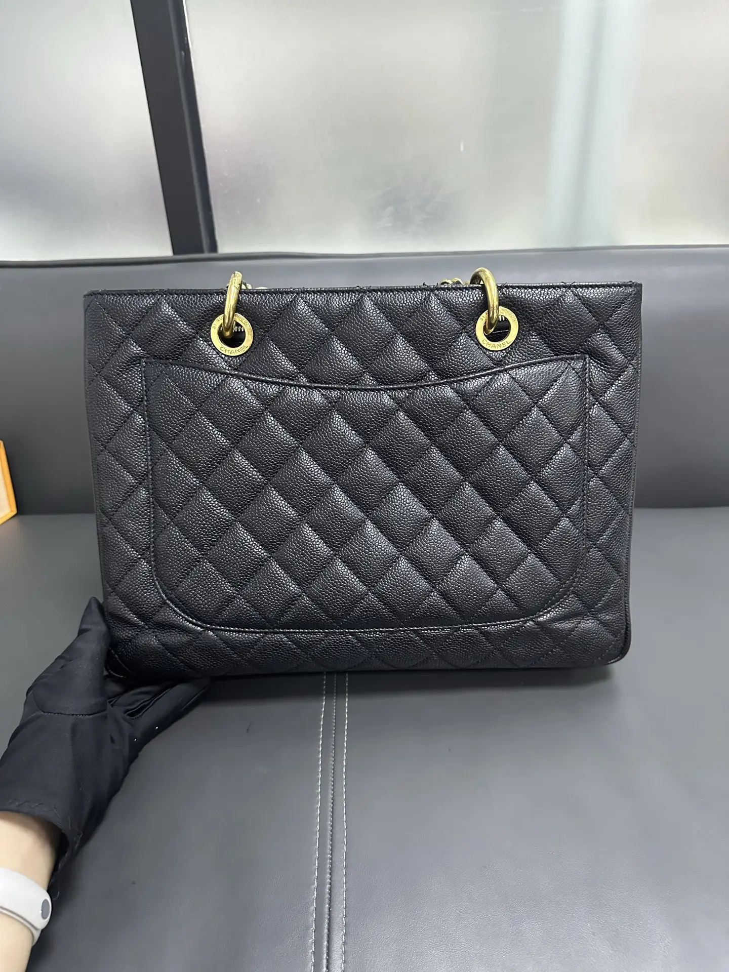 CHANEL Grand Shopping Tote in Black Caviar Leather CHANEL Grand Shopping Tote in Black Caviar Leather