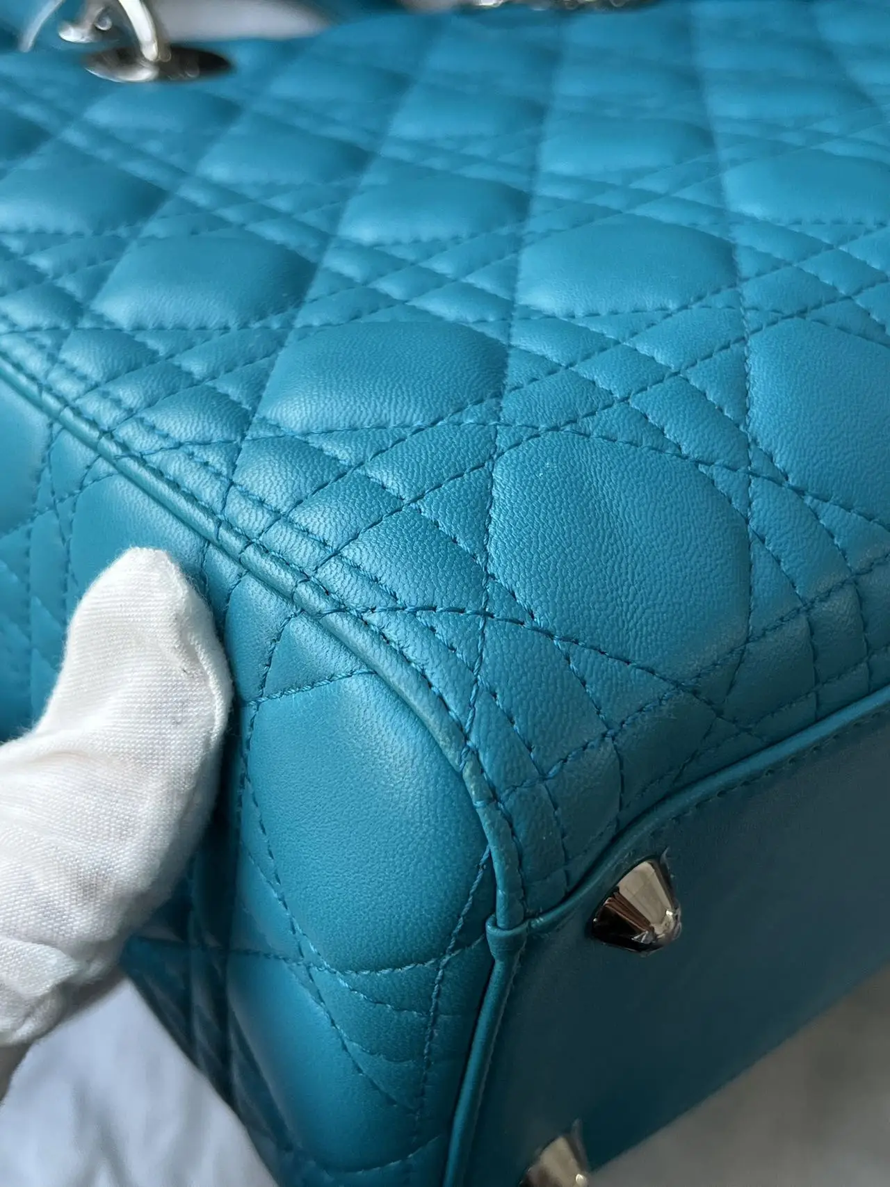 DIOR Large Lady Dior Lady Bag Blue Lambskin Bag DIOR Large Lady Dior Lady Bag Blue Lambskin Bag