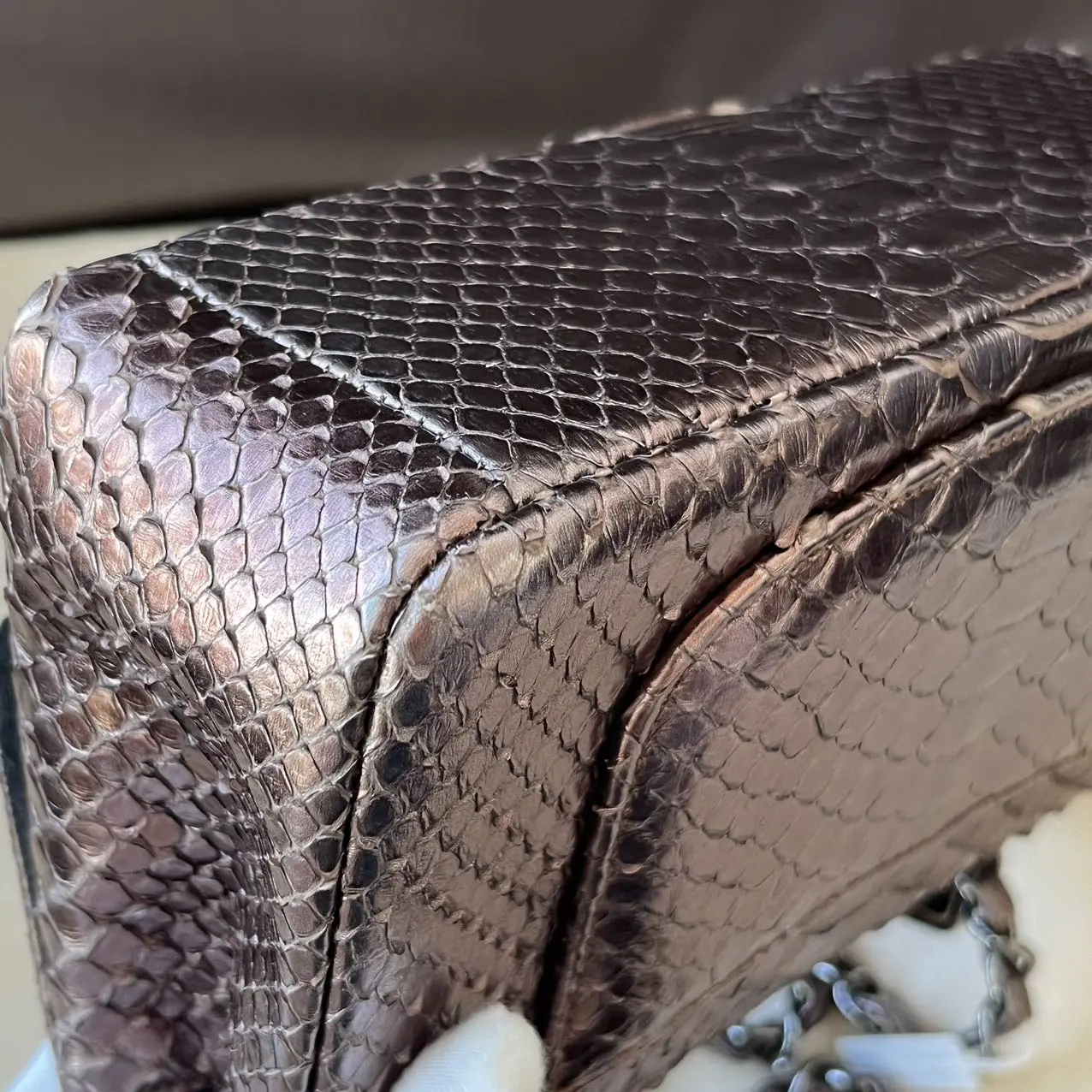 CHANEL Mini Rectangular Classic Flap Bag Python Leather Limited Version CHANEL Mini Rectangular Classic Flap Bag Python Leather Limited Version