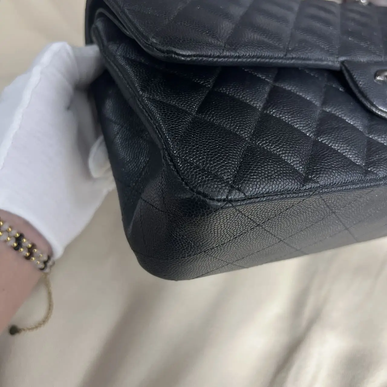 CHANEL Classic Flap Bag Black Medium Caviar Leather CHANEL Classic Flap Bag Black Medium Caviar Leather