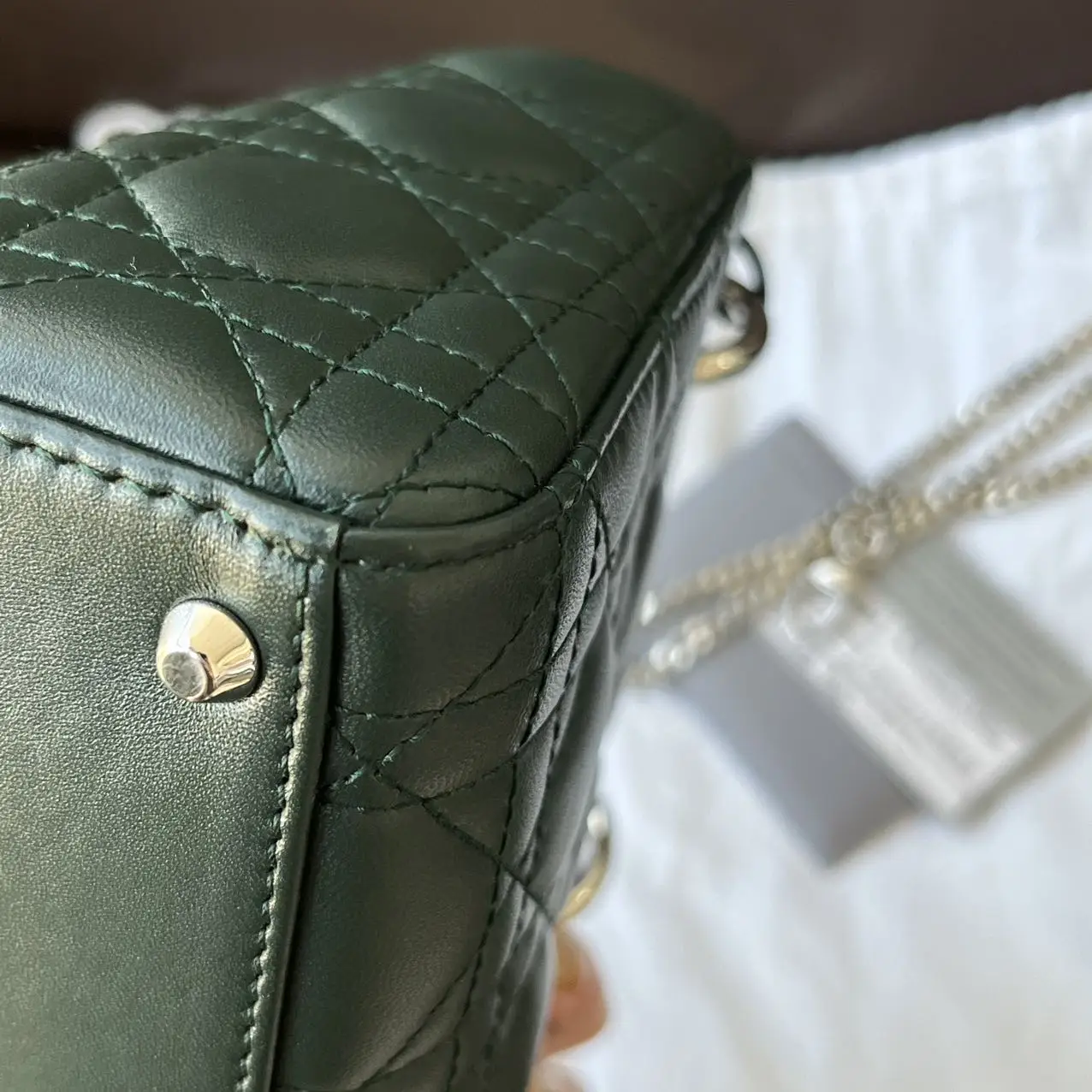 DIOR Mini Lady Dior Bag Forest Green Lambskin DIOR Mini Lady Dior Bag Forest Green Lambskin