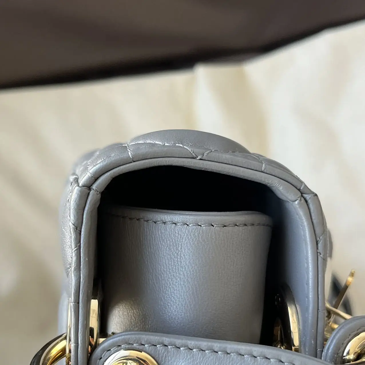 DIOR Small Lady Dior Bag Grey Lambskin DIOR Small Lady Dior Bag Grey Lambskin