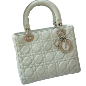 DIOR Lady Mint Green Cannage Leather Medium Lady Dior Tote Bag