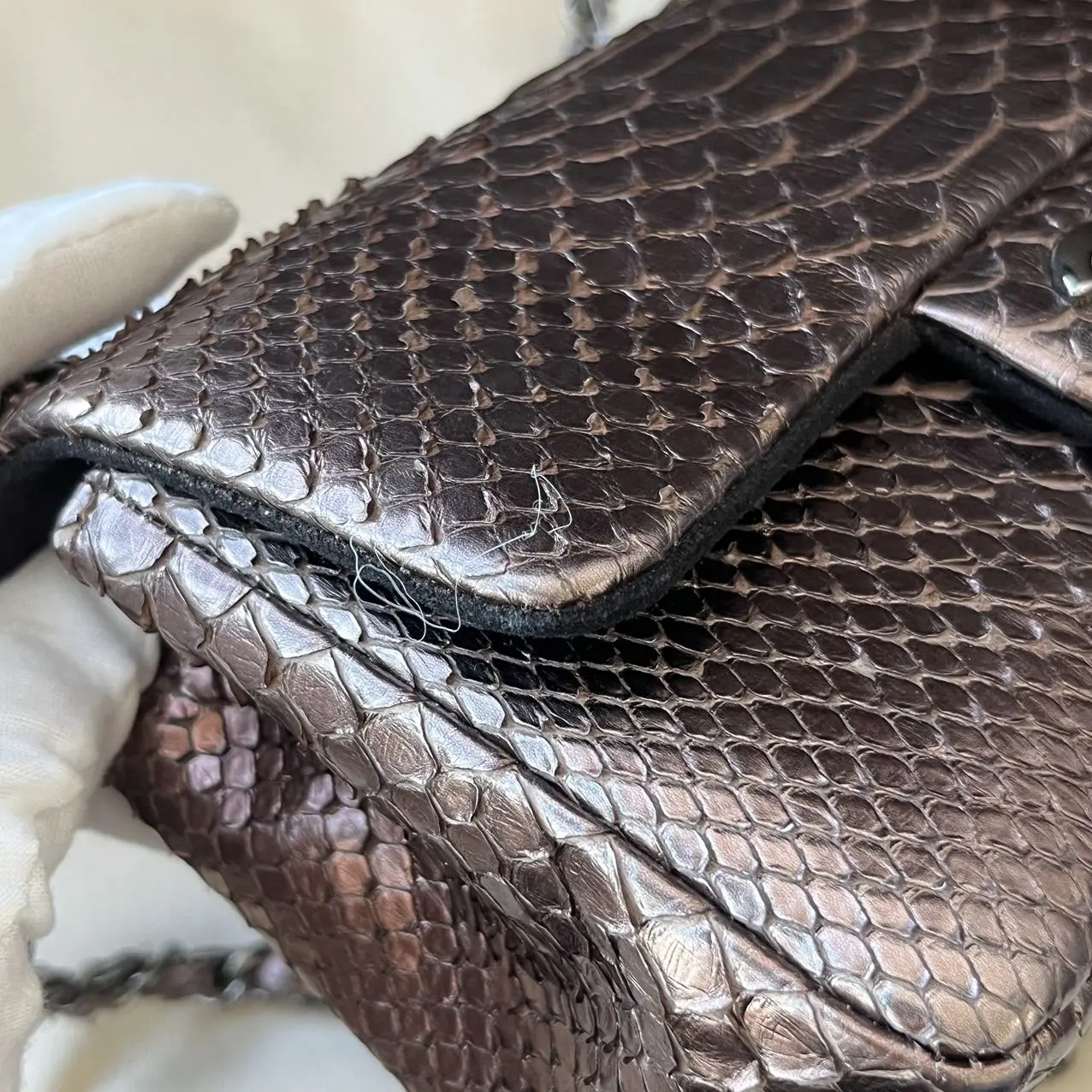 CHANEL Mini Rectangular Classic Flap Bag Python Leather Limited Version CHANEL Mini Rectangular Classic Flap Bag Python Leather Limited Version