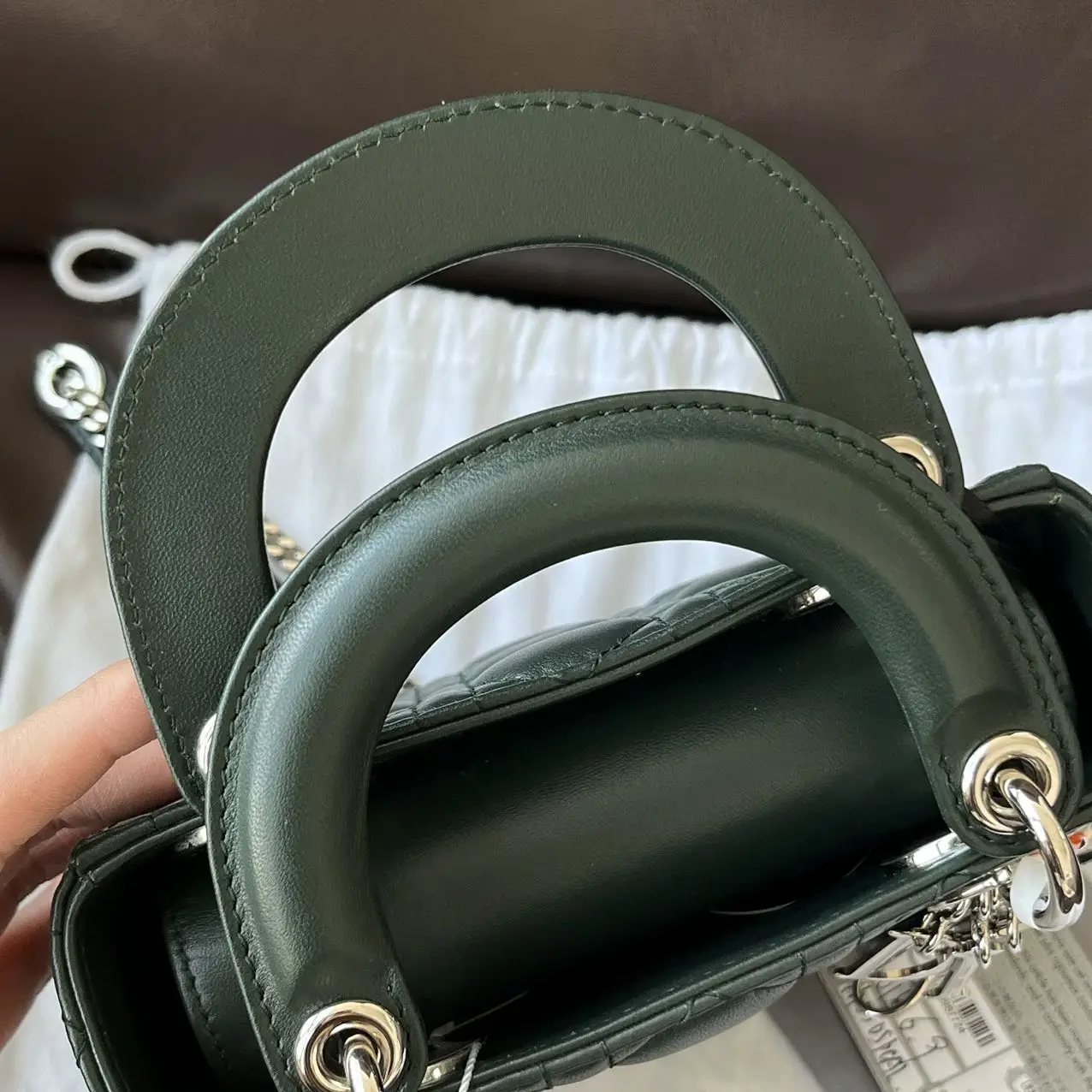 DIOR Mini Lady Dior Bag Forest Green Lambskin DIOR Mini Lady Dior Bag Forest Green Lambskin