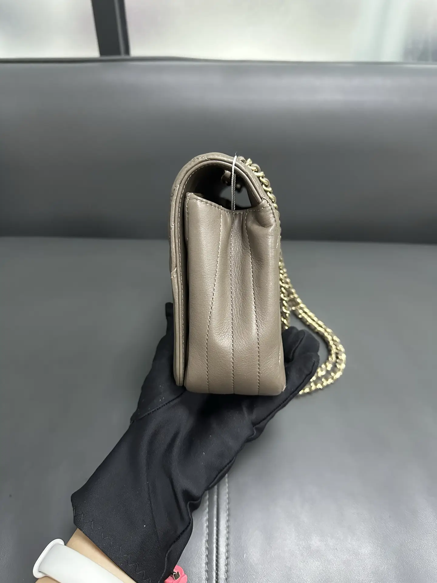 CHANEL Brown Chevron Leather Large Statement Flap Bag CHANEL Brown Chevron Leather Large Statement Flap Bag