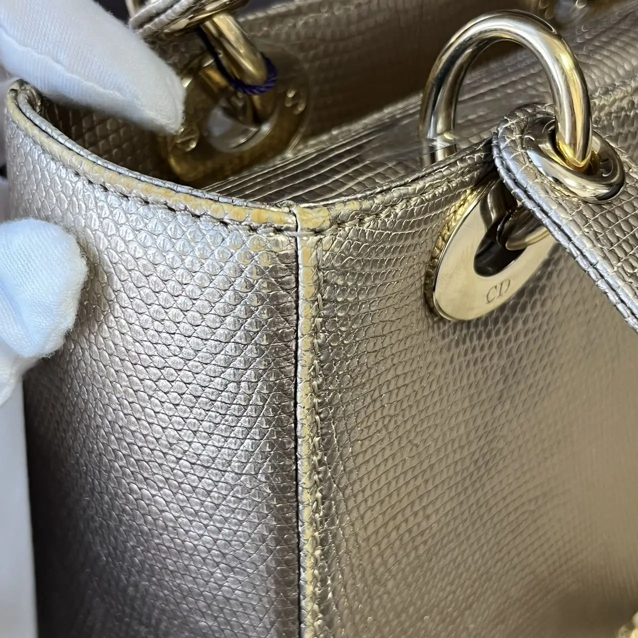 DIOR Small Lady Dior Bag Lizard Leather Gold DIOR Small Lady Dior Bag Lizard Leather Gold