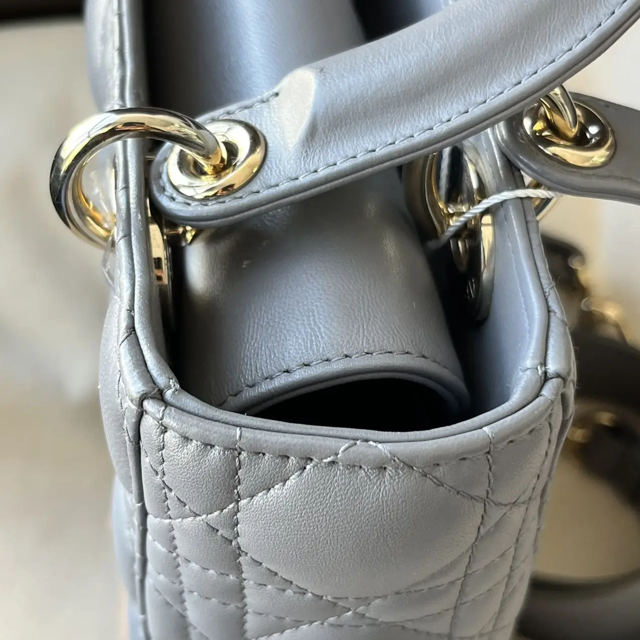 DIOR Small Lady Dior Bag Grey Lambskin DIOR Small Lady Dior Bag Grey Lambskin