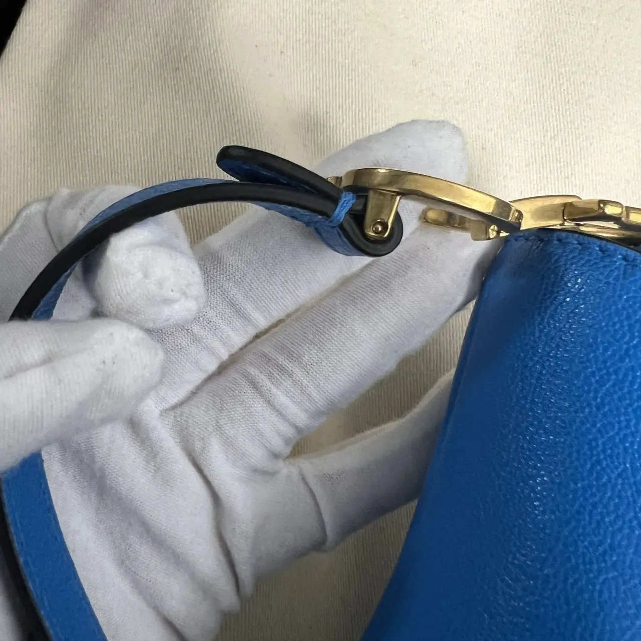 DIOR Mini Saddle Bag with Strap Blue Grained Calfskin DIOR Mini Saddle Bag with Strap Blue Grained Calfskin
