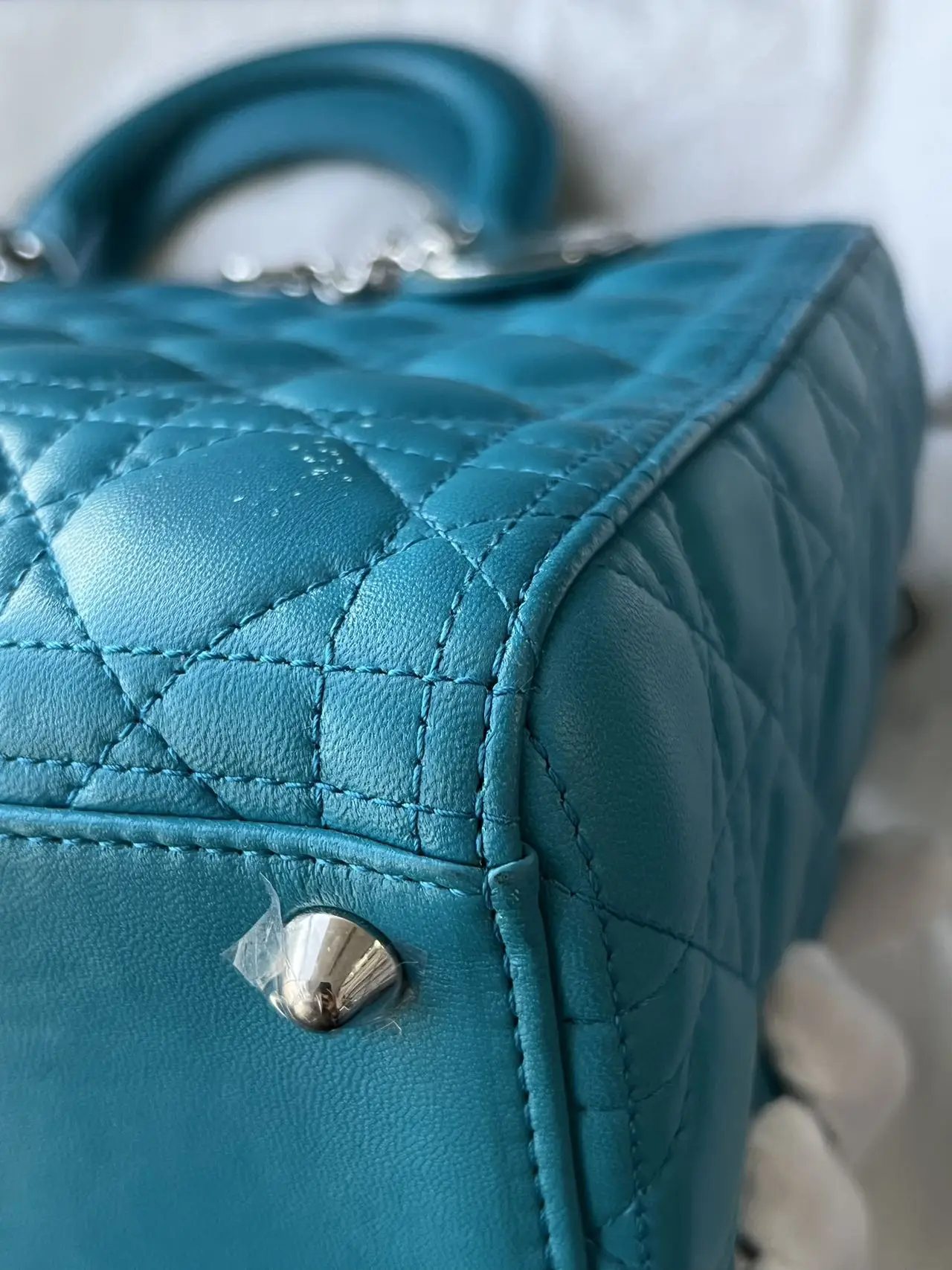 DIOR Large Lady Dior Lady Bag Blue Lambskin Bag DIOR Large Lady Dior Lady Bag Blue Lambskin Bag