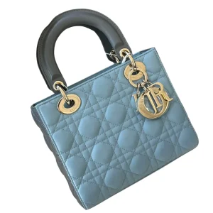 DIOR Small Lady Dior Bag Light Blue & Grey Lambskin
