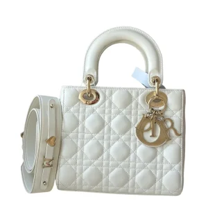 DIOR Small Lady Dior Bag White Lambskin