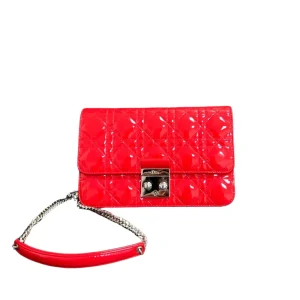 DIOR Christian Dior Miss Dior Chain Wallet Red