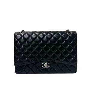 CHANEL Maxi Classic Flap Handbag Black Lambskin