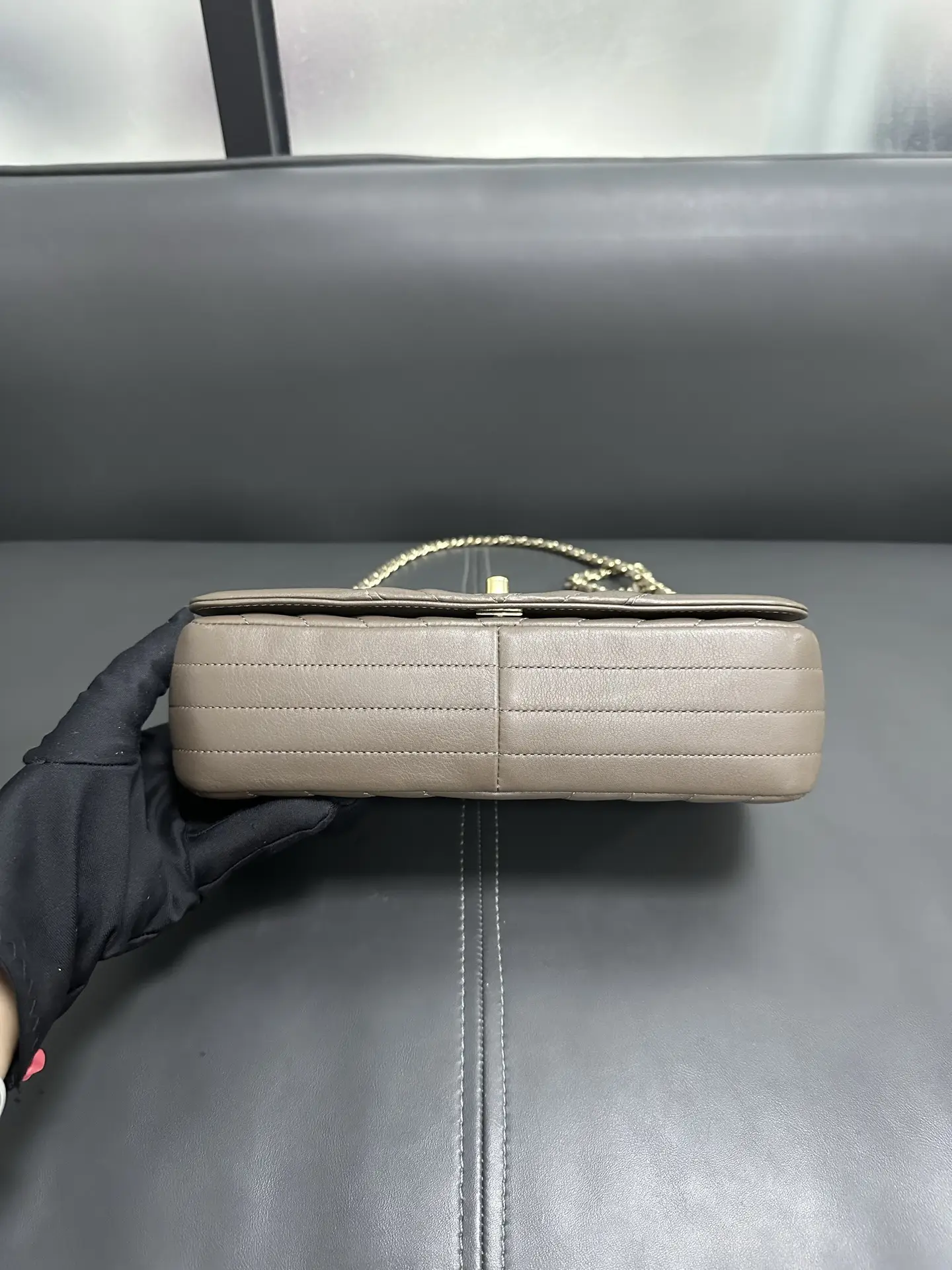 CHANEL Brown Chevron Leather Large Statement Flap Bag CHANEL Brown Chevron Leather Large Statement Flap Bag