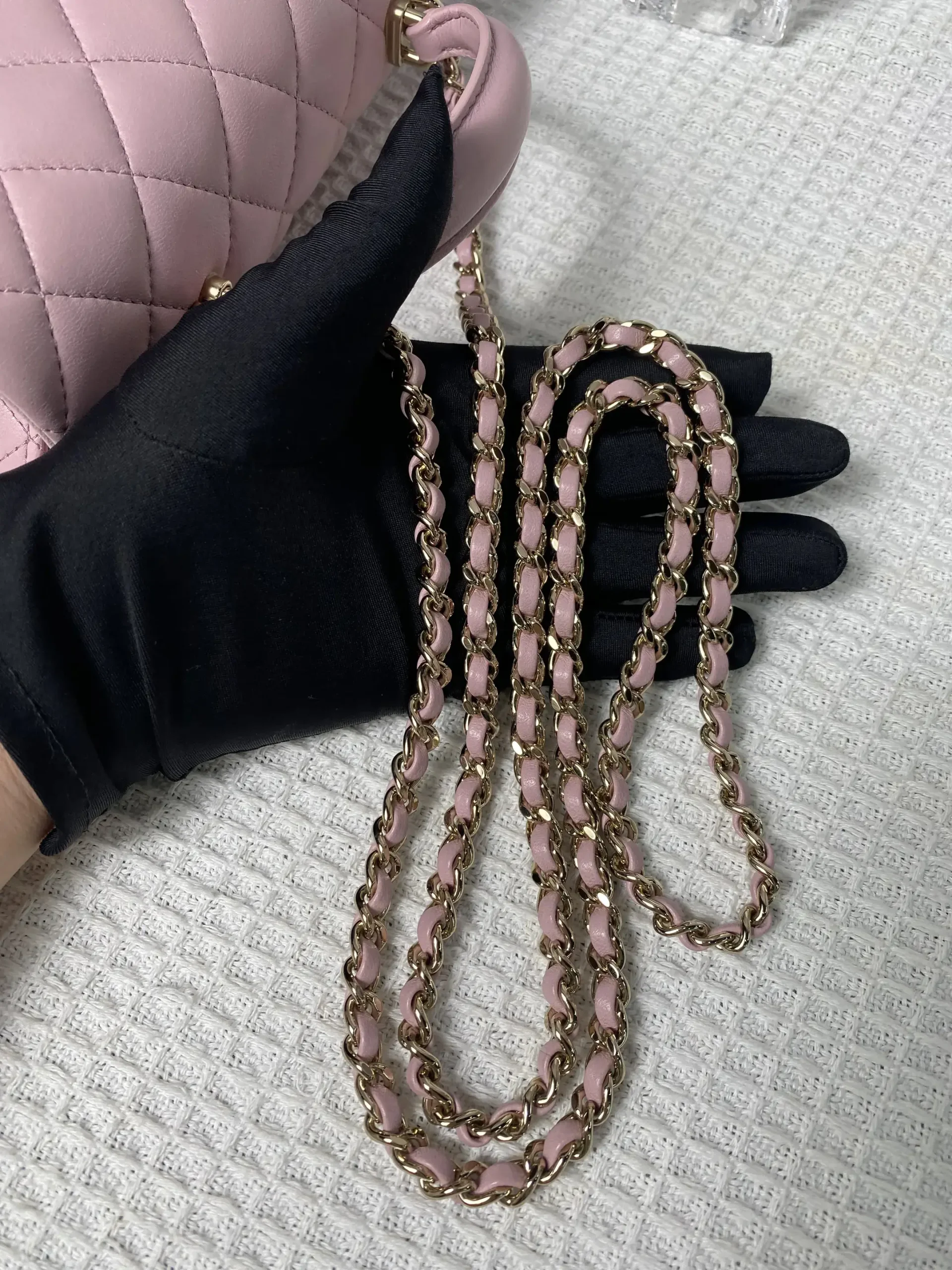 CHANEL Mini Rectangular Classic Top Handle Flap Bag Pink Lambskin CHANEL Mini Rectangular Classic Top Handle Flap Bag Pink Lambskin