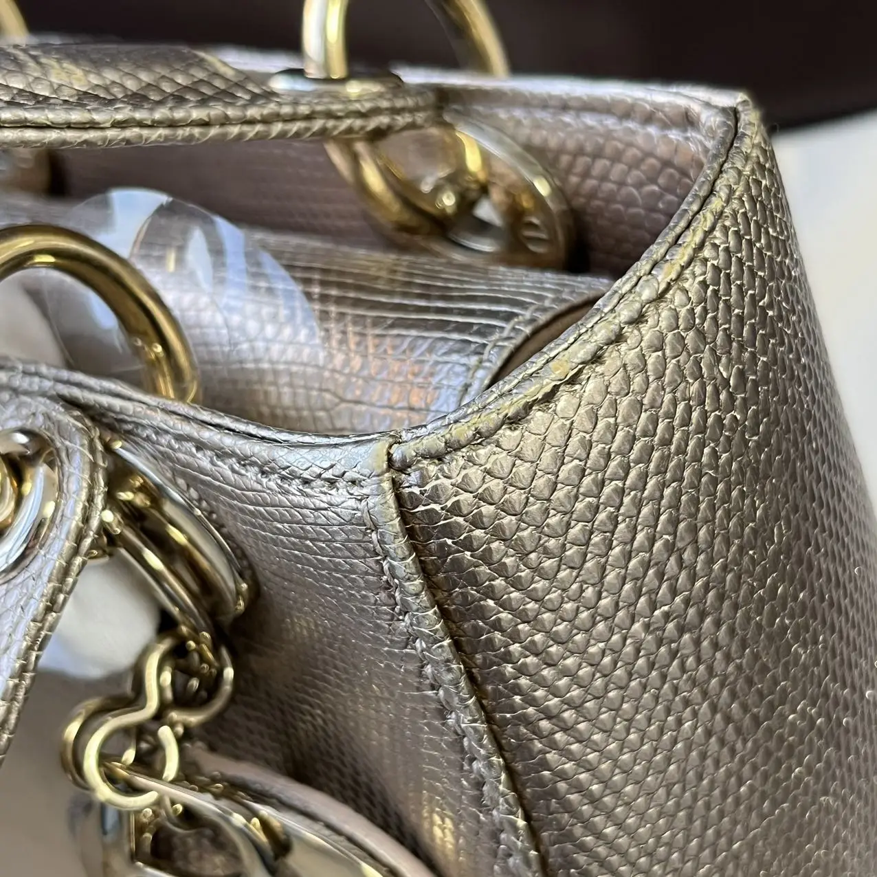 DIOR Small Lady Dior Bag Lizard Leather Gold DIOR Small Lady Dior Bag Lizard Leather Gold