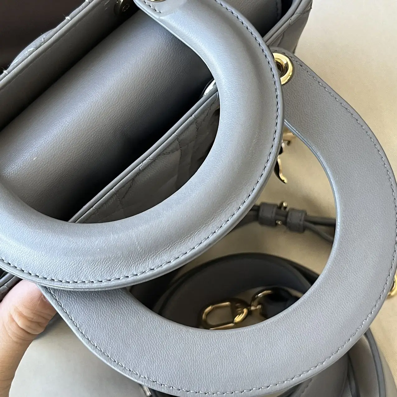 DIOR Small Lady Dior Bag Grey Lambskin DIOR Small Lady Dior Bag Grey Lambskin