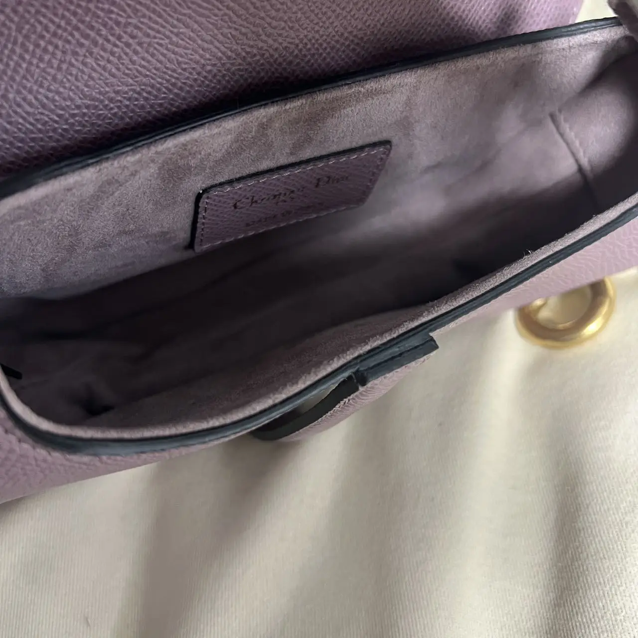 DIOR Mini Saddle Bag with Strap Purple Grained Calfskin DIOR Mini Saddle Bag with Strap Purple Grained Calfskin