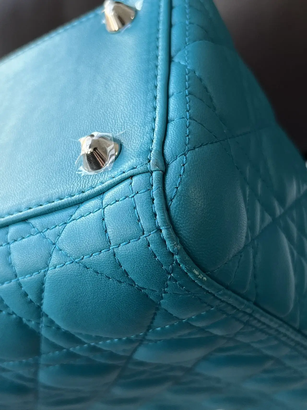 DIOR Large Lady Dior Lady Bag Blue Lambskin Bag DIOR Large Lady Dior Lady Bag Blue Lambskin Bag