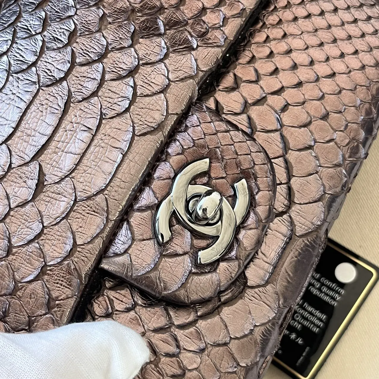 CHANEL Mini Rectangular Classic Flap Bag Python Leather Limited Version CHANEL Mini Rectangular Classic Flap Bag Python Leather Limited Version