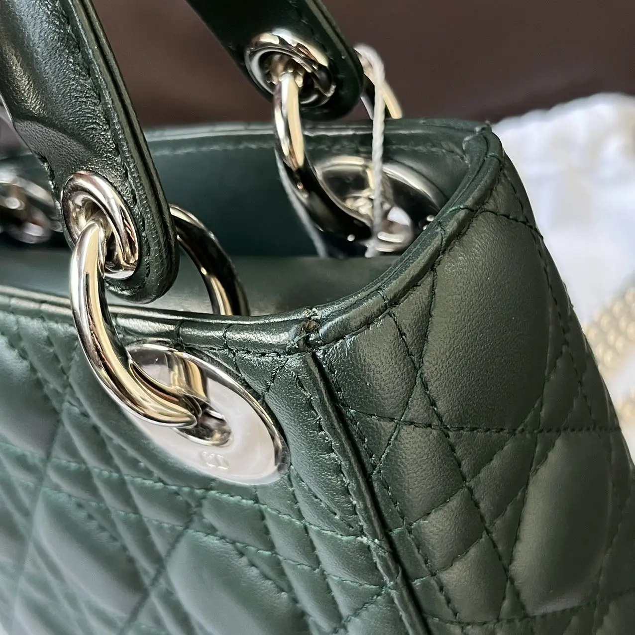 DIOR Mini Lady Dior Bag Forest Green Lambskin DIOR Mini Lady Dior Bag Forest Green Lambskin
