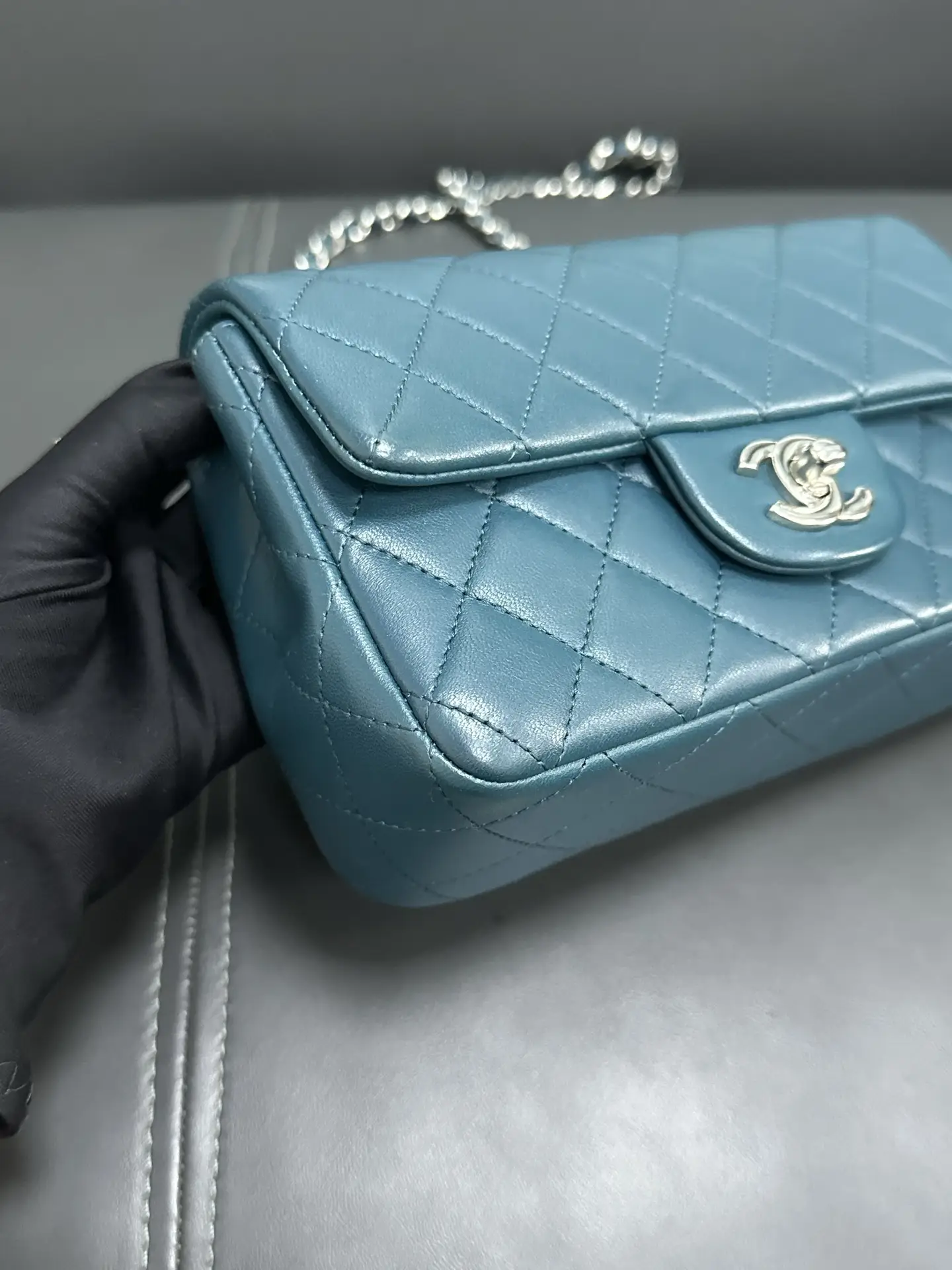 CHANEL Malachite Quilted Lambskin Mini Rectangular Classic Flap CHANEL Malachite Quilted Lambskin Mini Rectangular Classic Flap