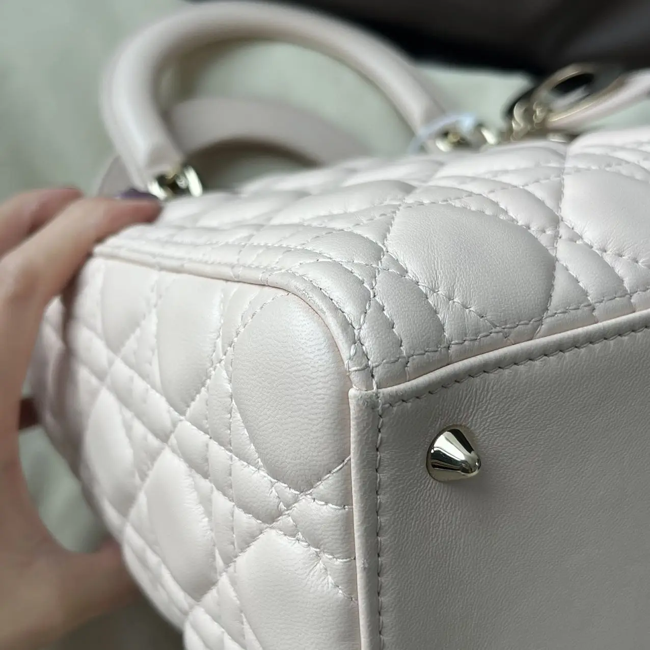 DIOR Pink Lambskin Medium Lady Dior Bag DIOR Pink Lambskin Medium Lady Dior Bag