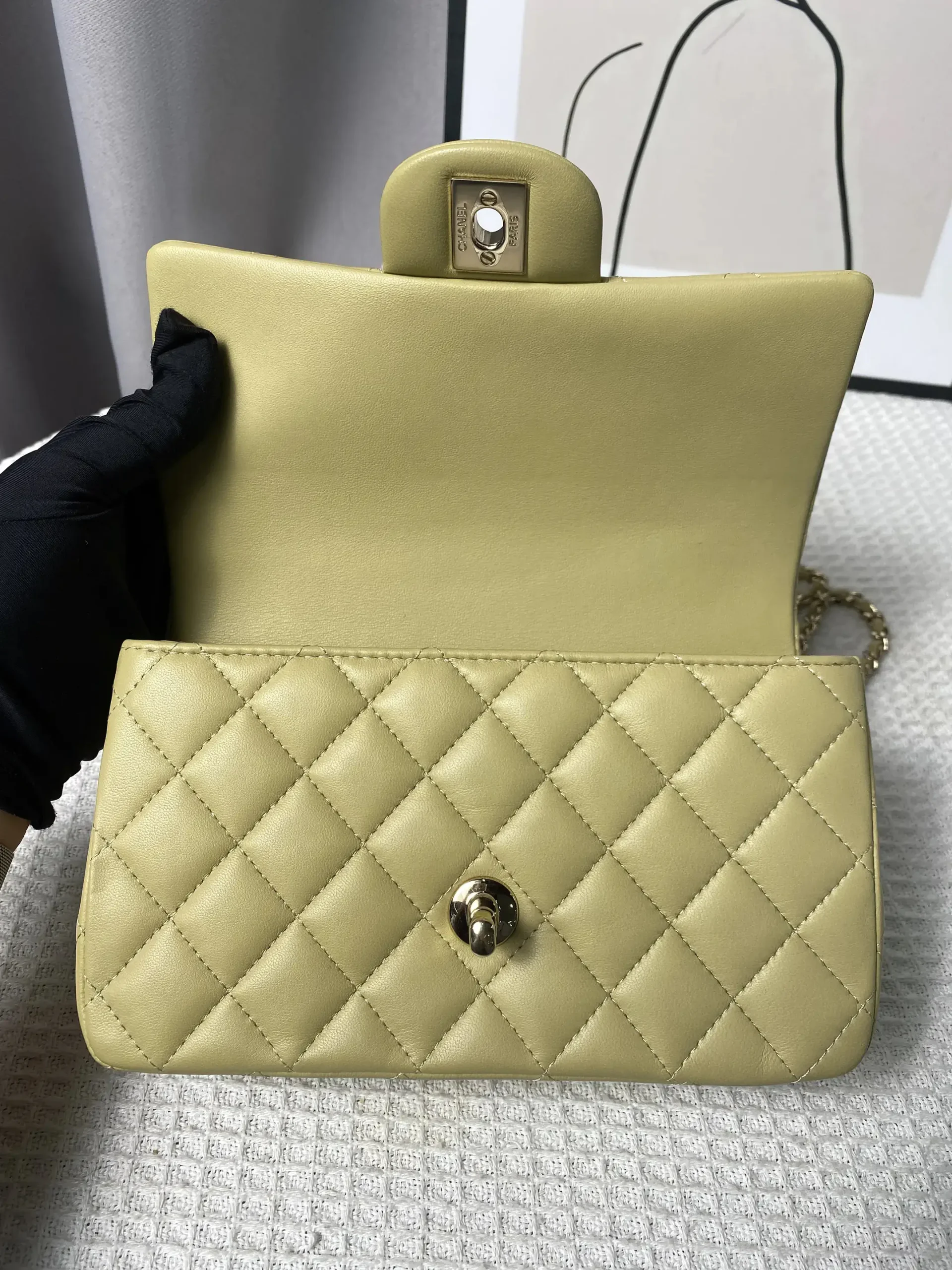 Chanel Mini Rectangular Classic Top Handle Flap Bag Yellow Lambskin Chanel Mini Rectangular Classic Top Handle Flap Bag Yellow Lambskin