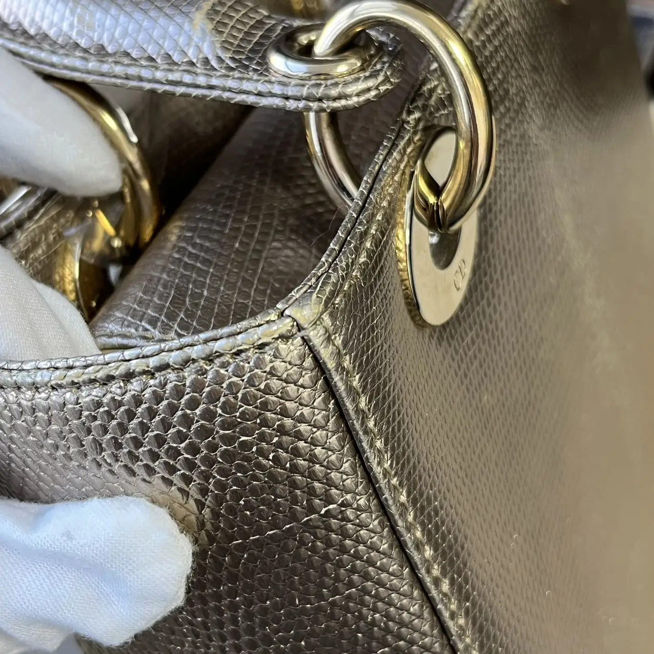 DIOR Small Lady Dior Bag Lizard Leather Gold DIOR Small Lady Dior Bag Lizard Leather Gold