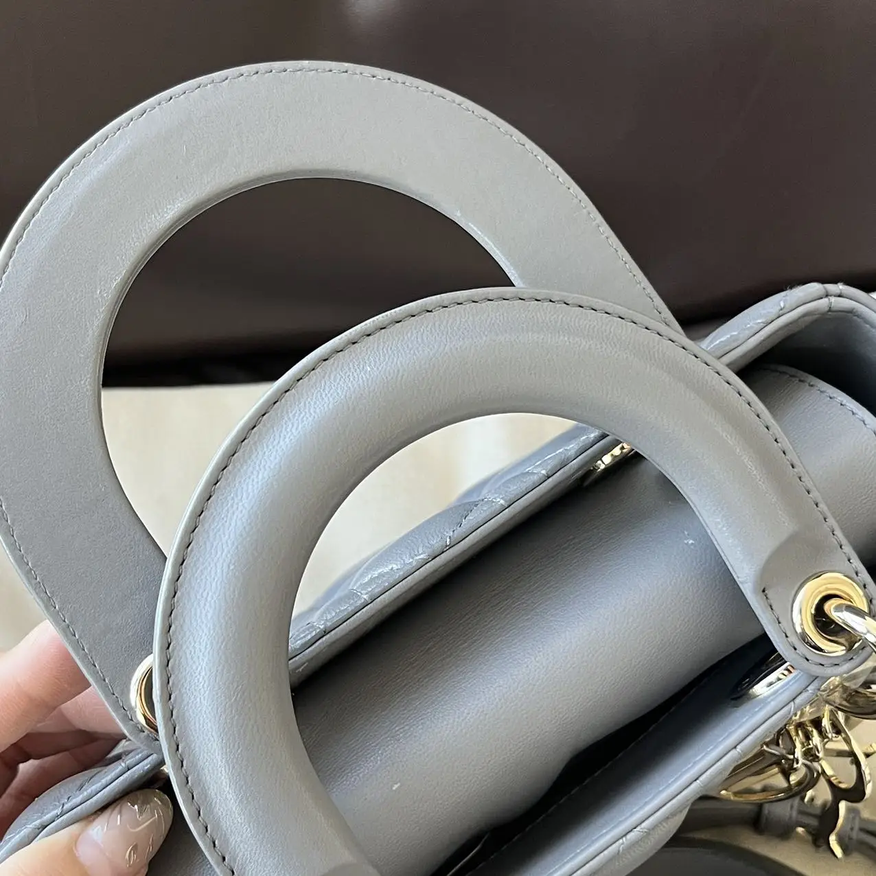 DIOR Small Lady Dior Bag Grey Lambskin DIOR Small Lady Dior Bag Grey Lambskin