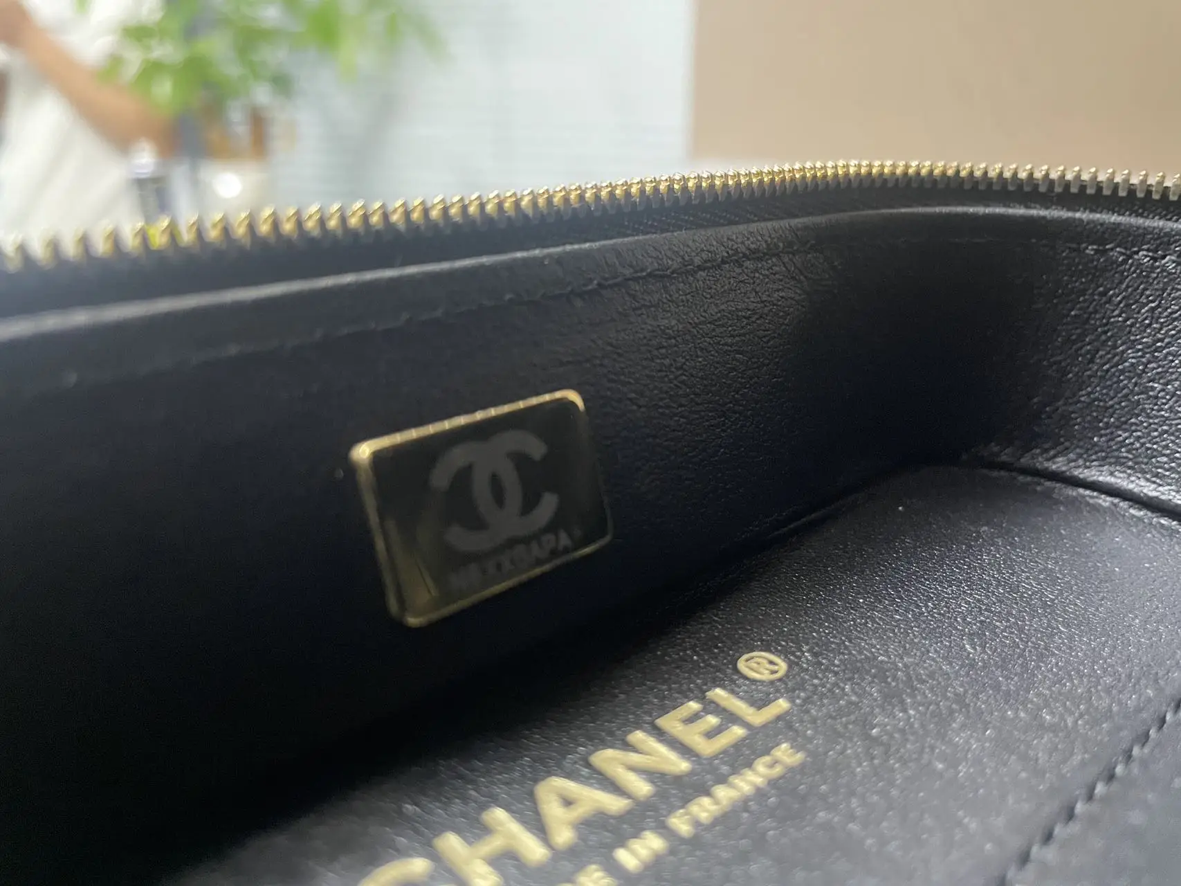 CHANEL Black Quilted Lambskin Vanity with Chain Brushed Gold Hardware CHANEL Black Quilted Lambskin Vanity with Chain Brushed Gold Hardware