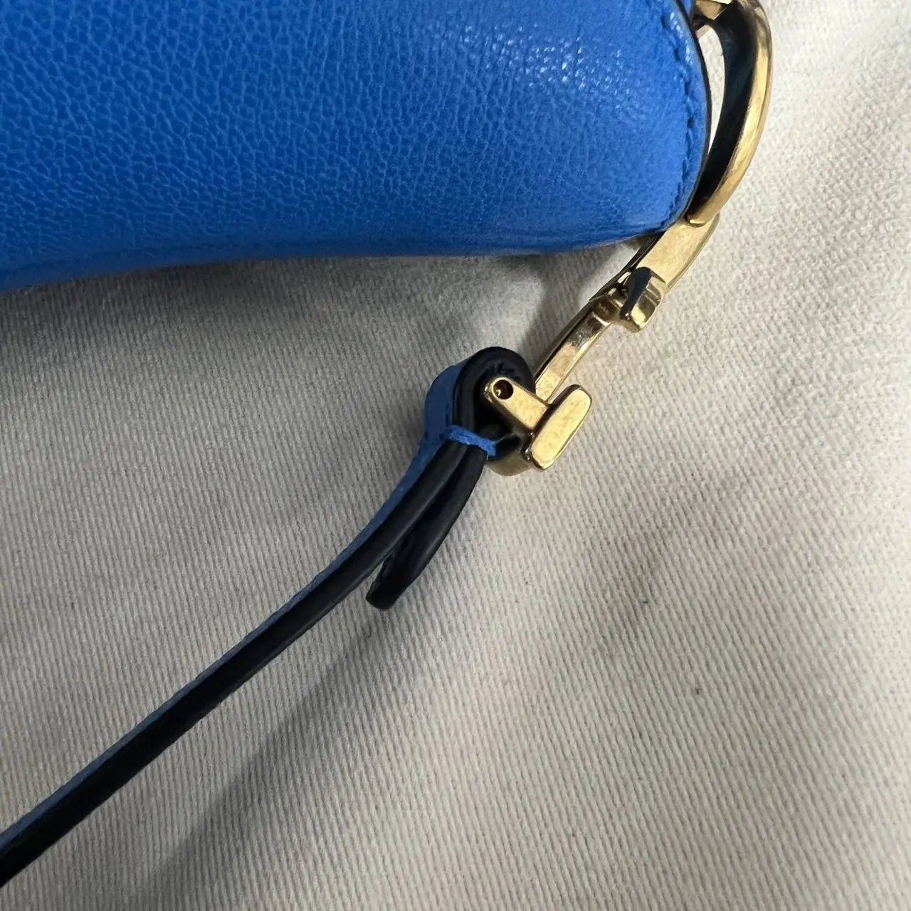 DIOR Mini Saddle Bag with Strap Blue Grained Calfskin DIOR Mini Saddle Bag with Strap Blue Grained Calfskin