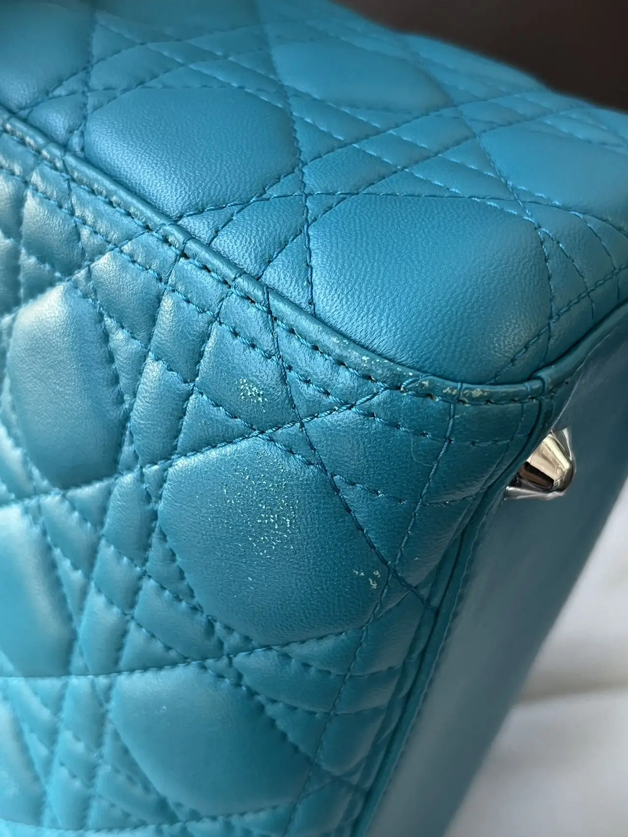 DIOR Large Lady Dior Lady Bag Blue Lambskin Bag DIOR Large Lady Dior Lady Bag Blue Lambskin Bag
