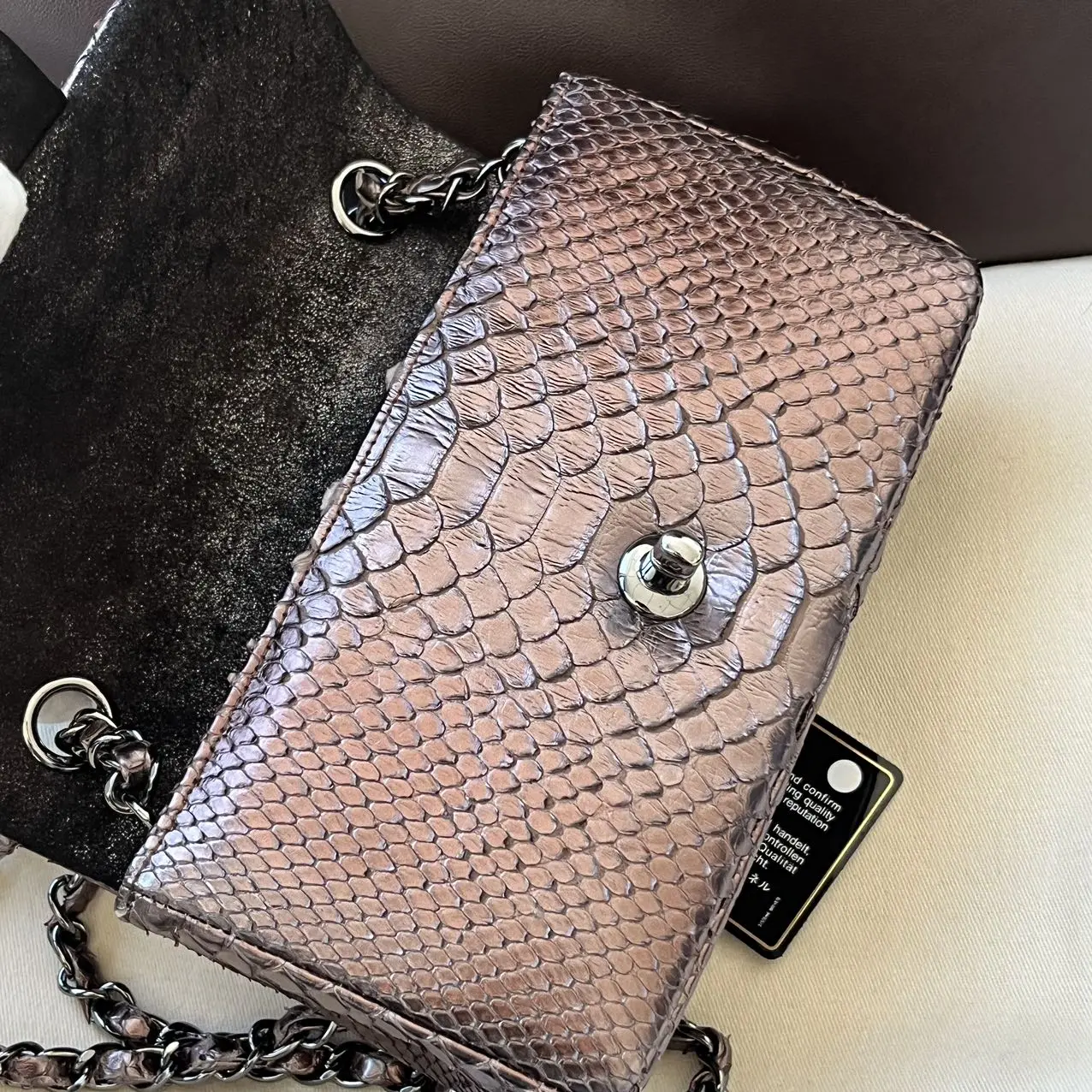 CHANEL Mini Rectangular Classic Flap Bag Python Leather Limited Version CHANEL Mini Rectangular Classic Flap Bag Python Leather Limited Version