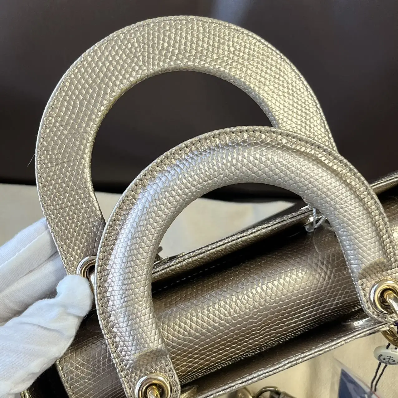 DIOR Small Lady Dior Bag Lizard Leather Gold DIOR Small Lady Dior Bag Lizard Leather Gold