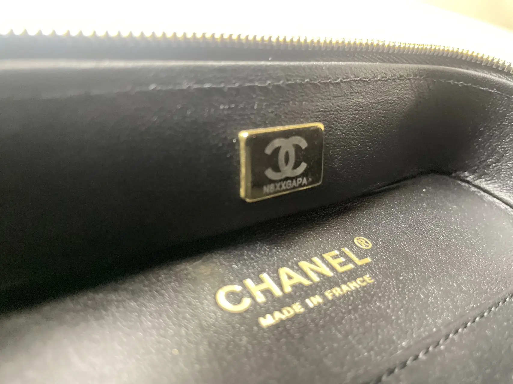 CHANEL Black Quilted Lambskin Vanity with Chain Brushed Gold Hardware CHANEL Black Quilted Lambskin Vanity with Chain Brushed Gold Hardware