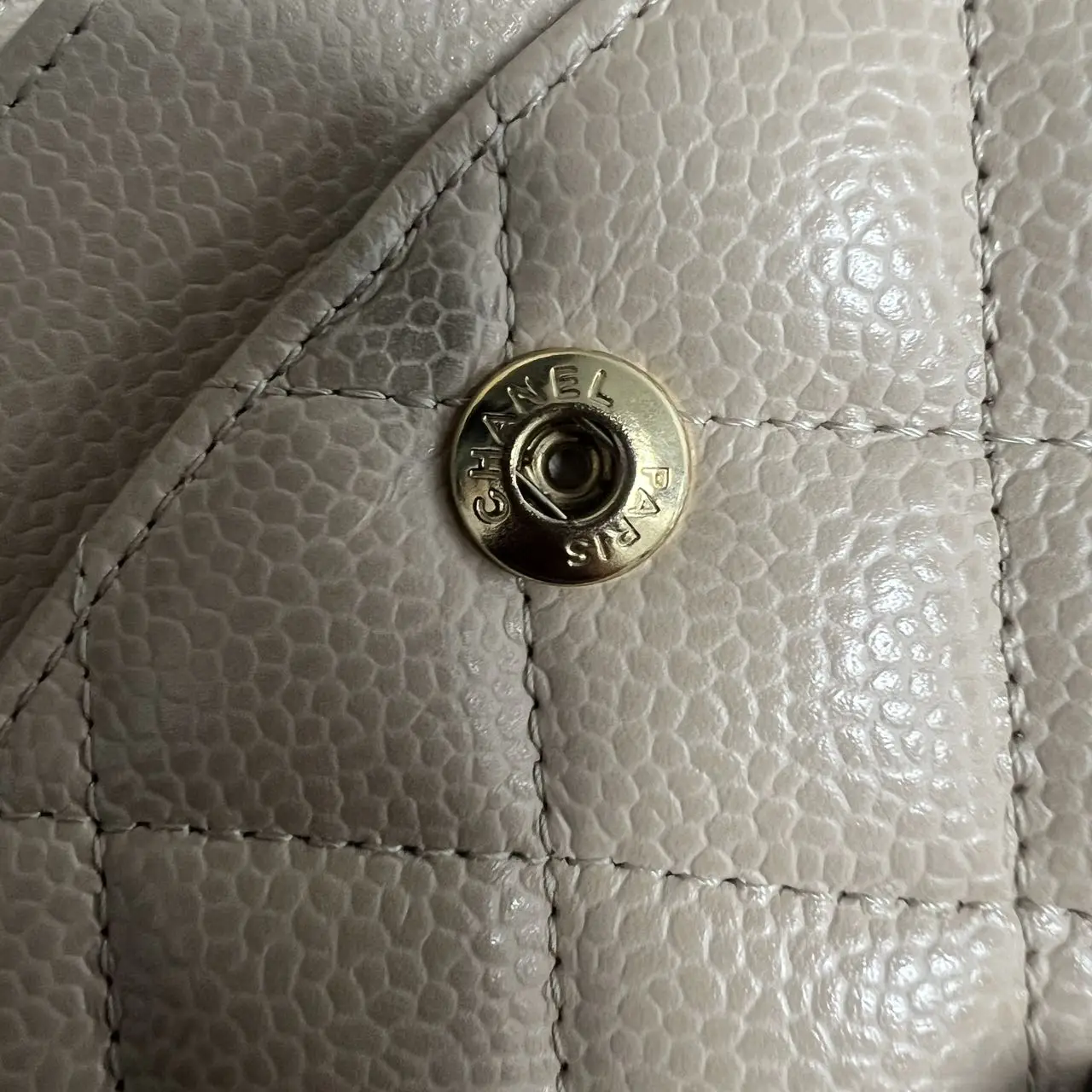 CHANEL Classic Flap Bag Beige Medium Caviar Leather CHANEL Classic Flap Bag Beige Medium Caviar Leather