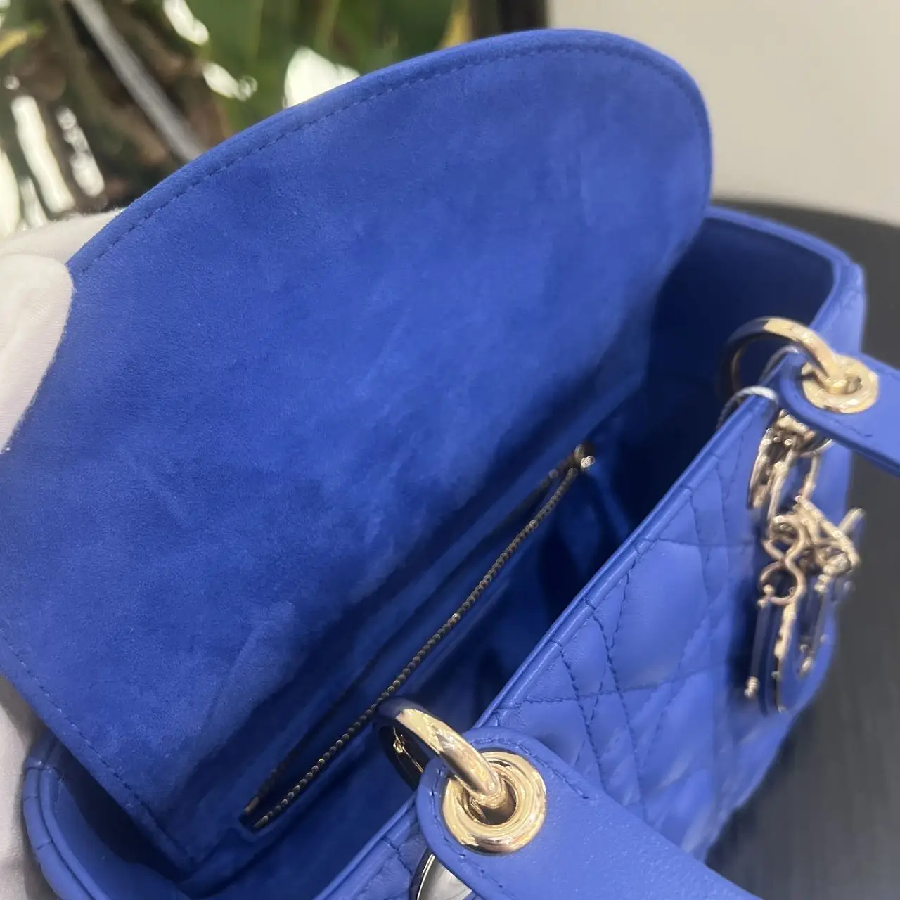 DIOR Small Lady Dior Bag Blue Lambskin DIOR Small Lady Dior Bag Blue Lambskin