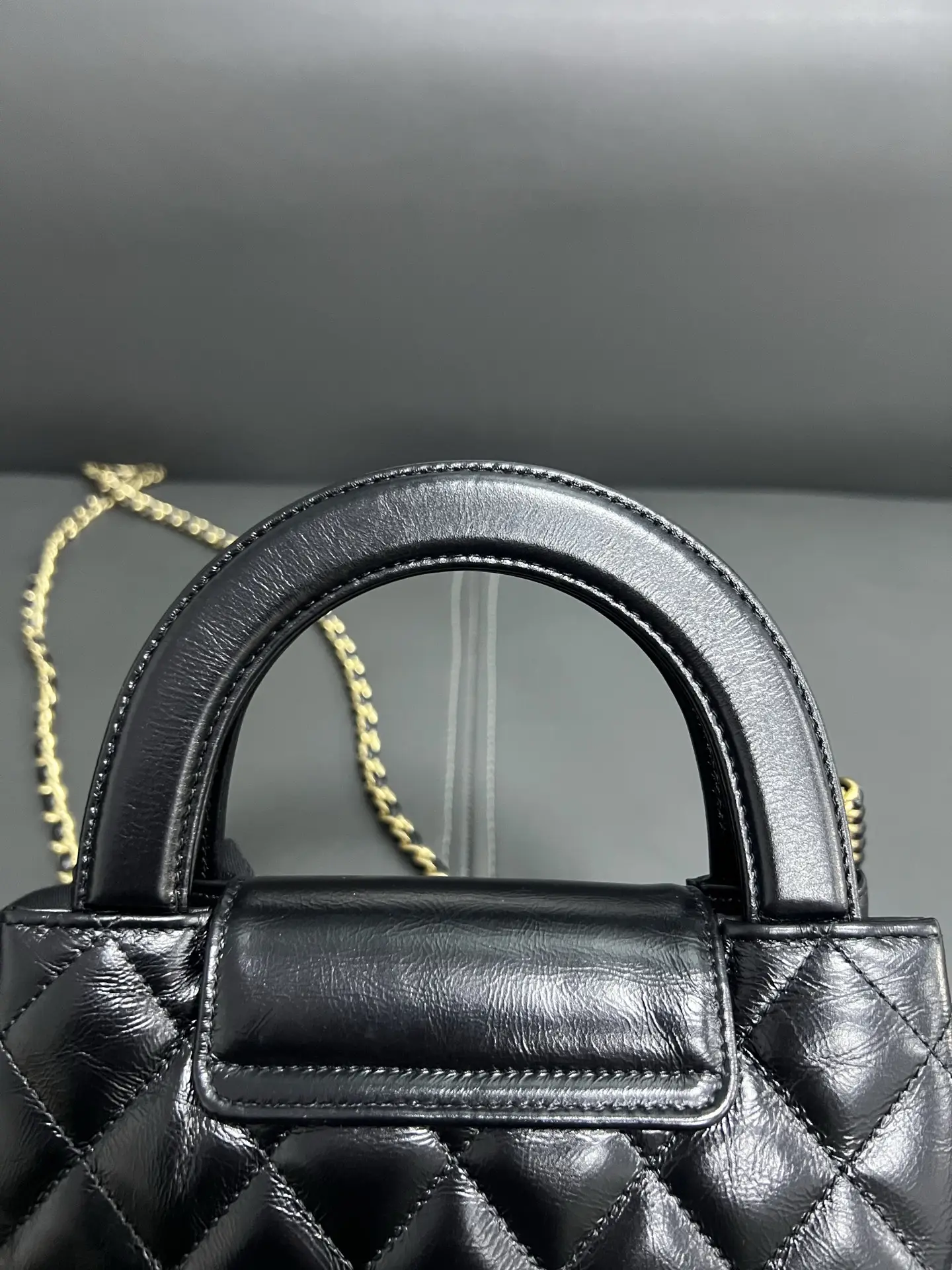 CHANEL Black Quilted Aged Calfskin Nano Kelly Bag Brushed Gold Hardware CHANEL Black Quilted Aged Calfskin Nano Kelly Bag Brushed Gold Hardware