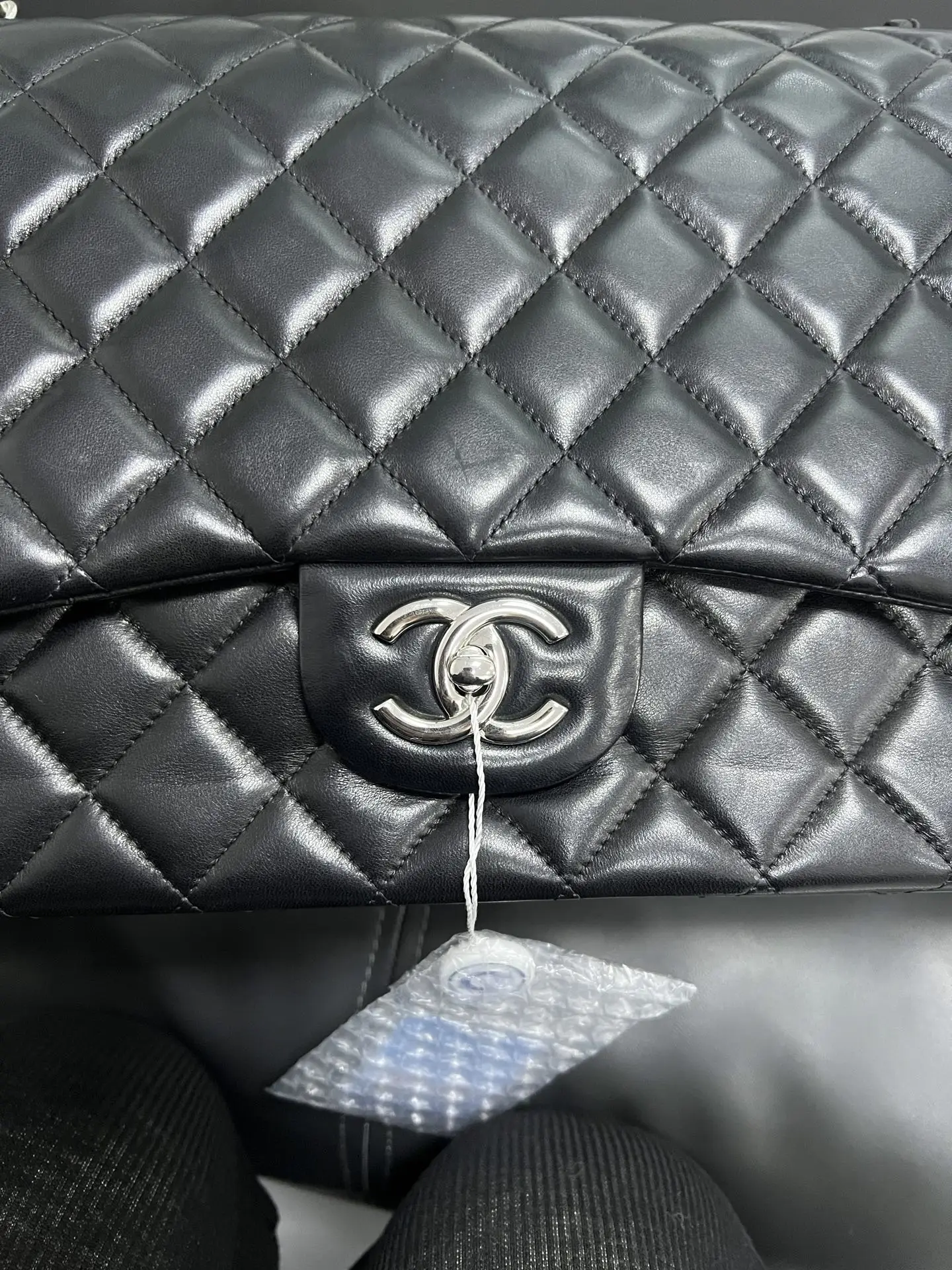 CHANEL Maxi Classic Flap Handbag Black Lambskin CHANEL Maxi Classic Flap Handbag Black Lambskin