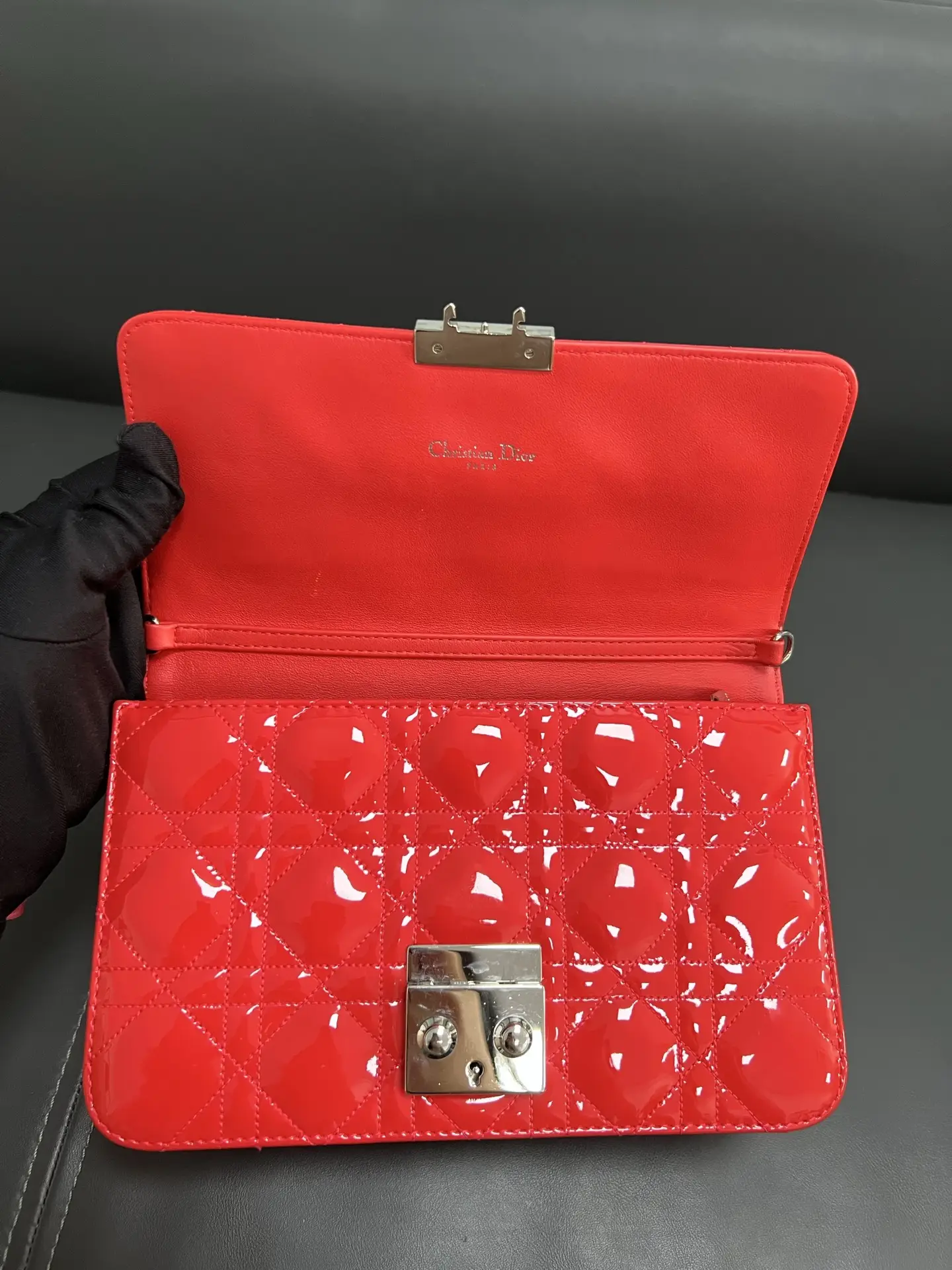 DIOR Christian Dior Miss Dior Chain Wallet Red DIOR Christian Dior Miss Dior Chain Wallet Red