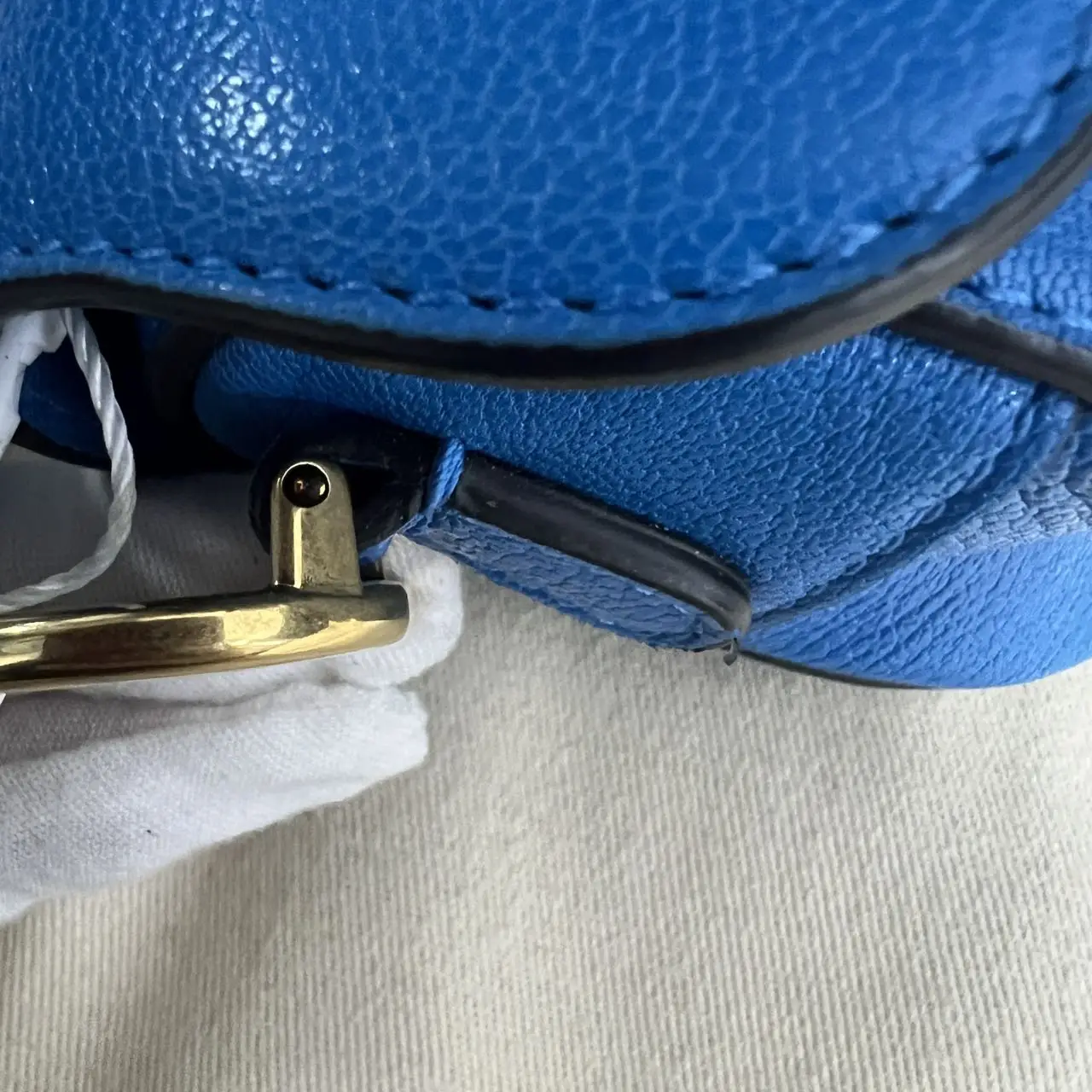 DIOR Mini Saddle Bag with Strap Blue Grained Calfskin DIOR Mini Saddle Bag with Strap Blue Grained Calfskin