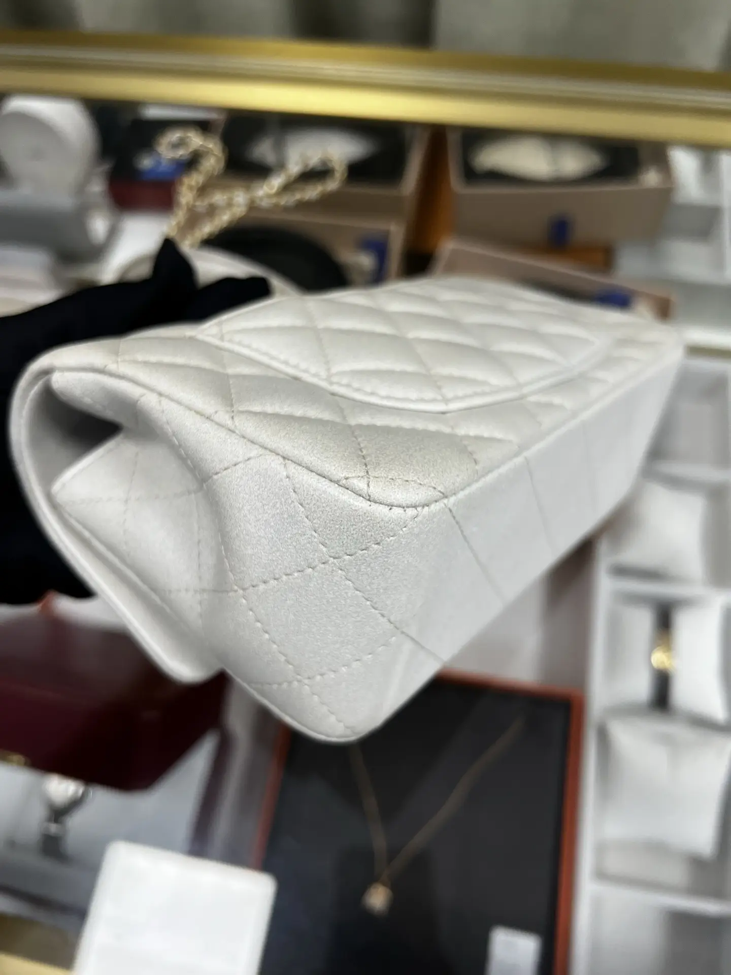 Chanel Mini Rectangular Classic Top Handle Flap Bag White Lambskin Chanel Mini Rectangular Classic Top Handle Flap Bag White Lambskin