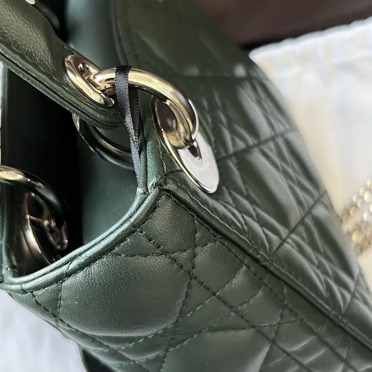 DIOR Mini Lady Dior Bag Forest Green Lambskin DIOR Mini Lady Dior Bag Forest Green Lambskin